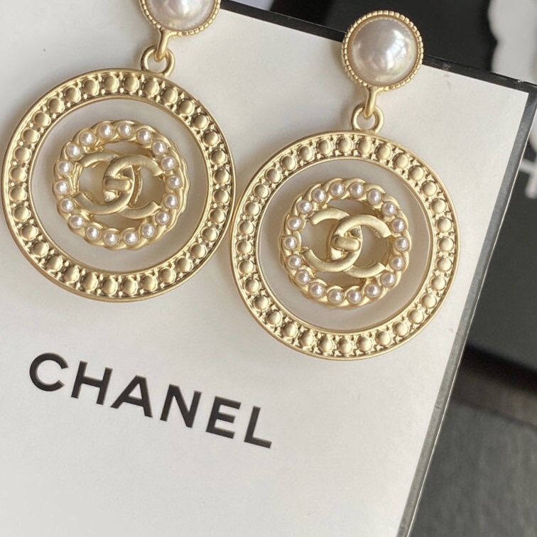 Ch**el Concentric Circles Earrings Gold Tone For Women