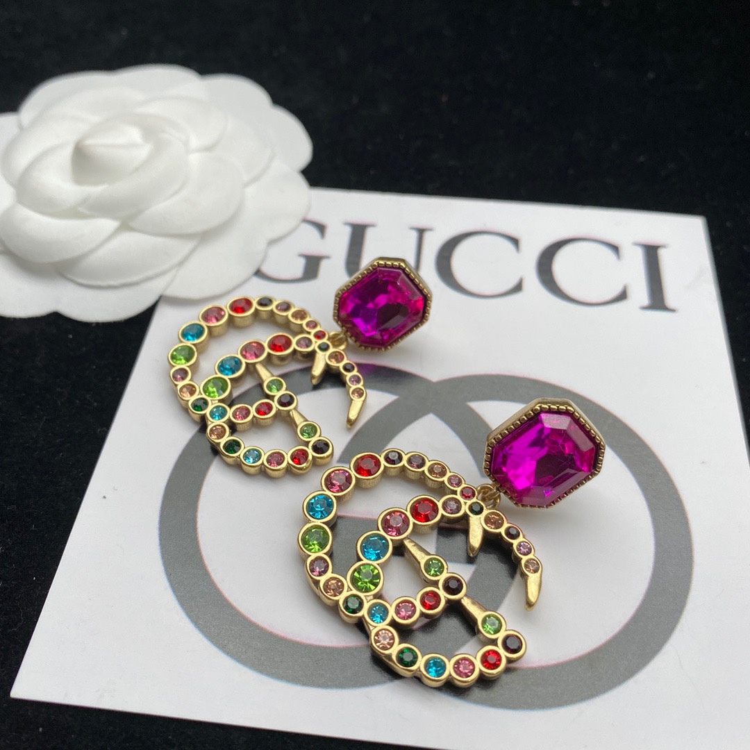 Gvc*1 D1am0nd GG Earrings Pink For Women