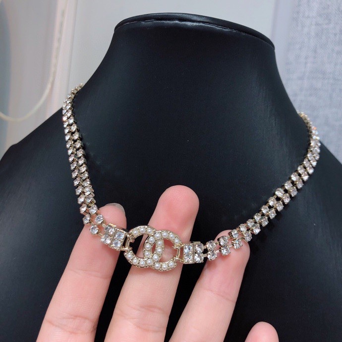 Ch**el D1am0nd Necklace Gold For Women