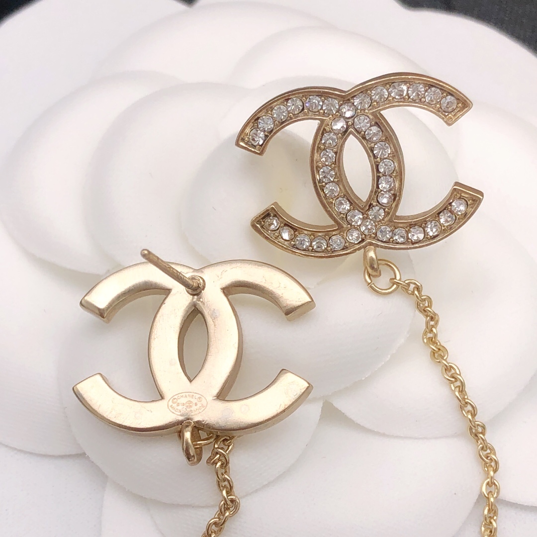 Ch**el D1am0nd Tassel Earrings Gold For Women