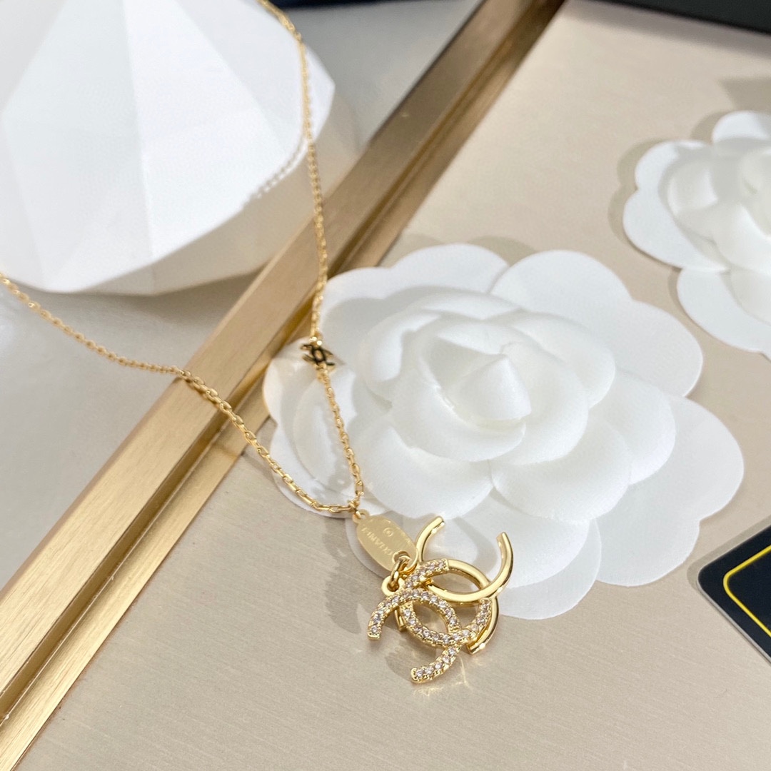 Ch**el Double C Necklace Gold For Women