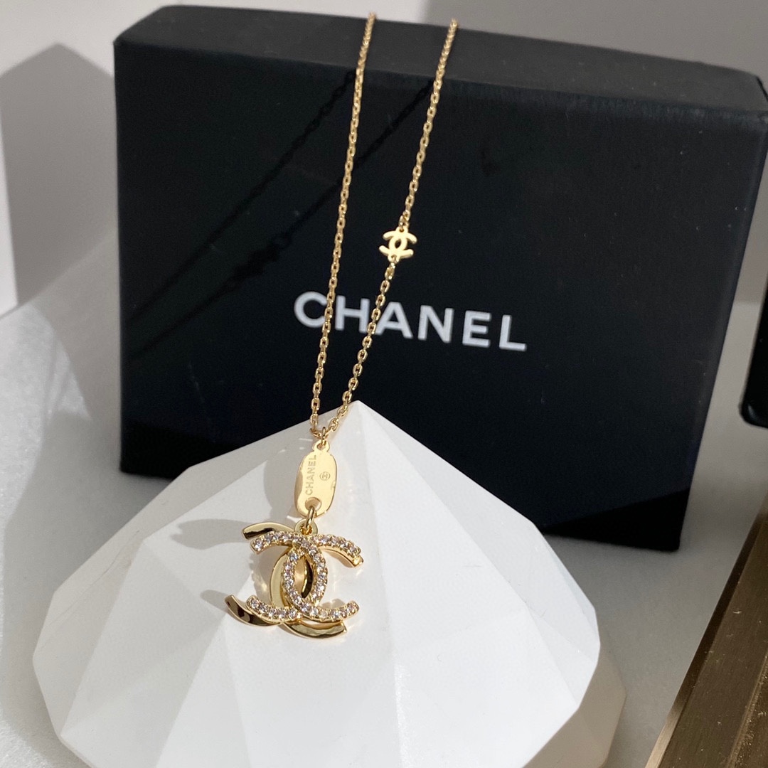 Ch**el Double C Necklace Gold For Women