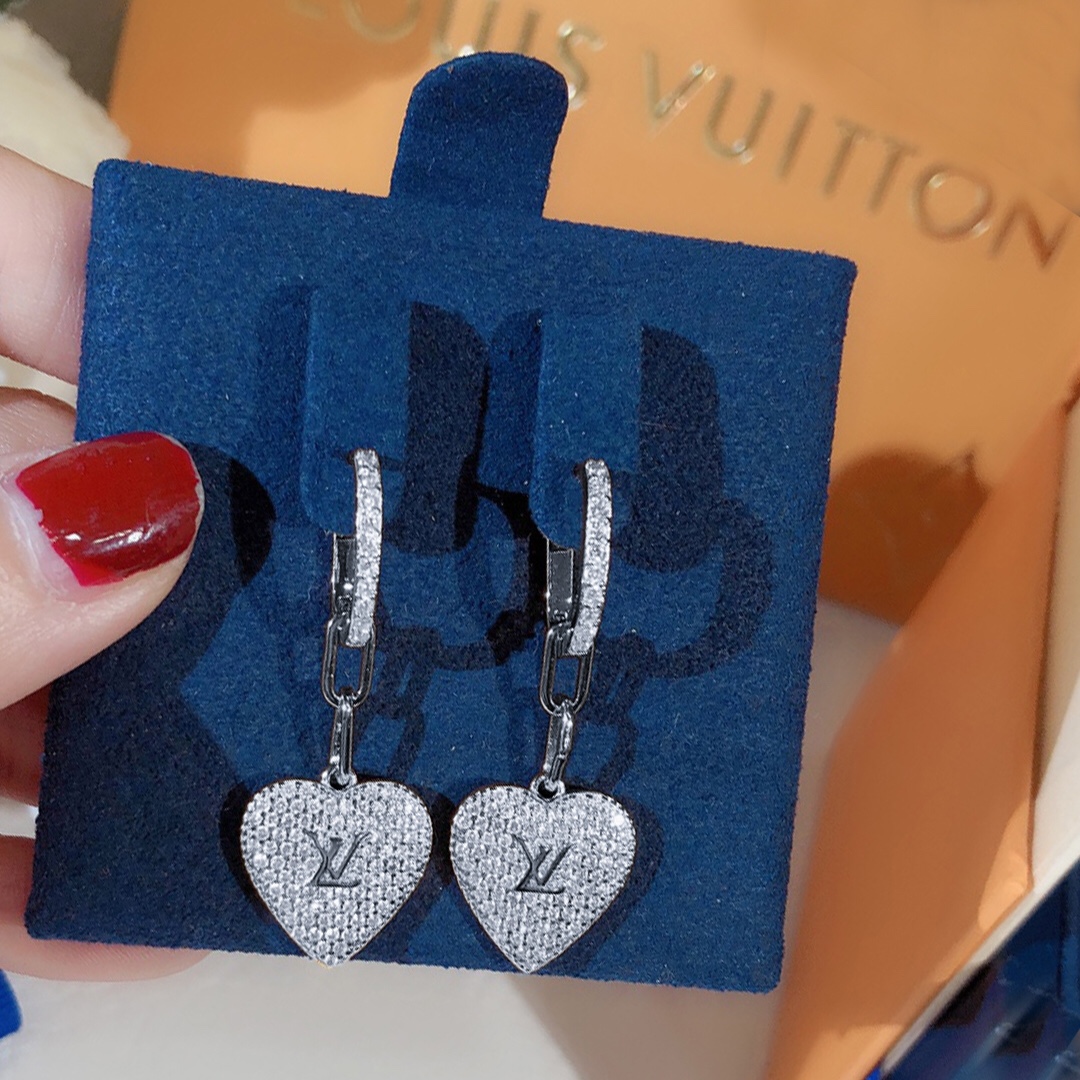 L0vis Vvtt0n Engraving LV Signature Twinkle Earrings Silver Tone For Women