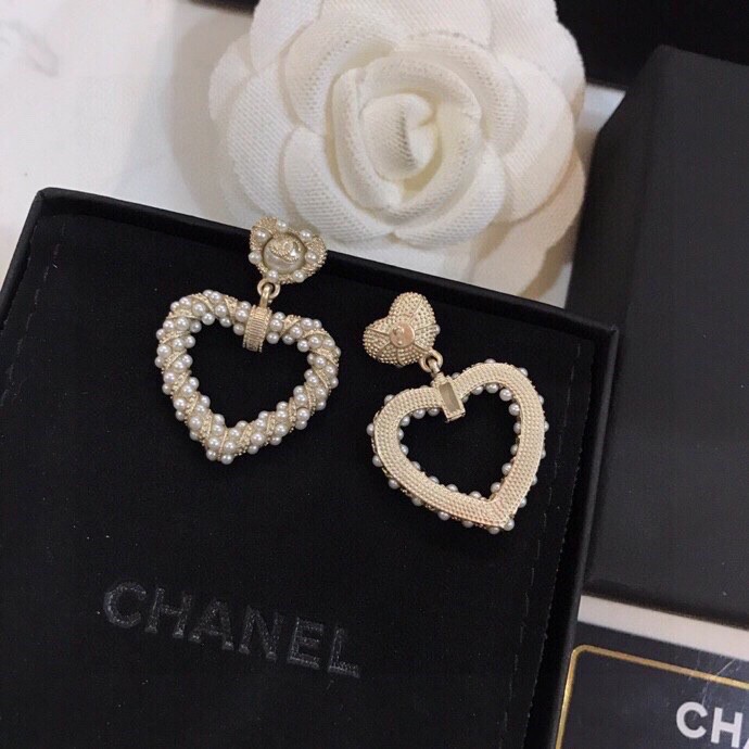 Ch**el Heart Earrings Gold For Women