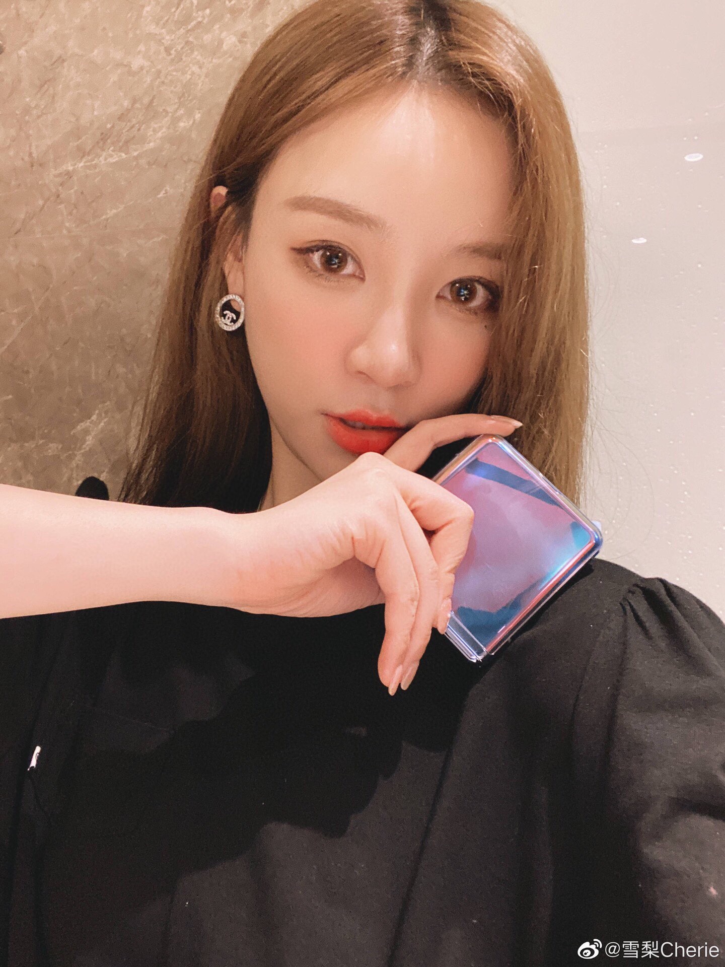 Ch**el Round Stud Earrings Silver For Women