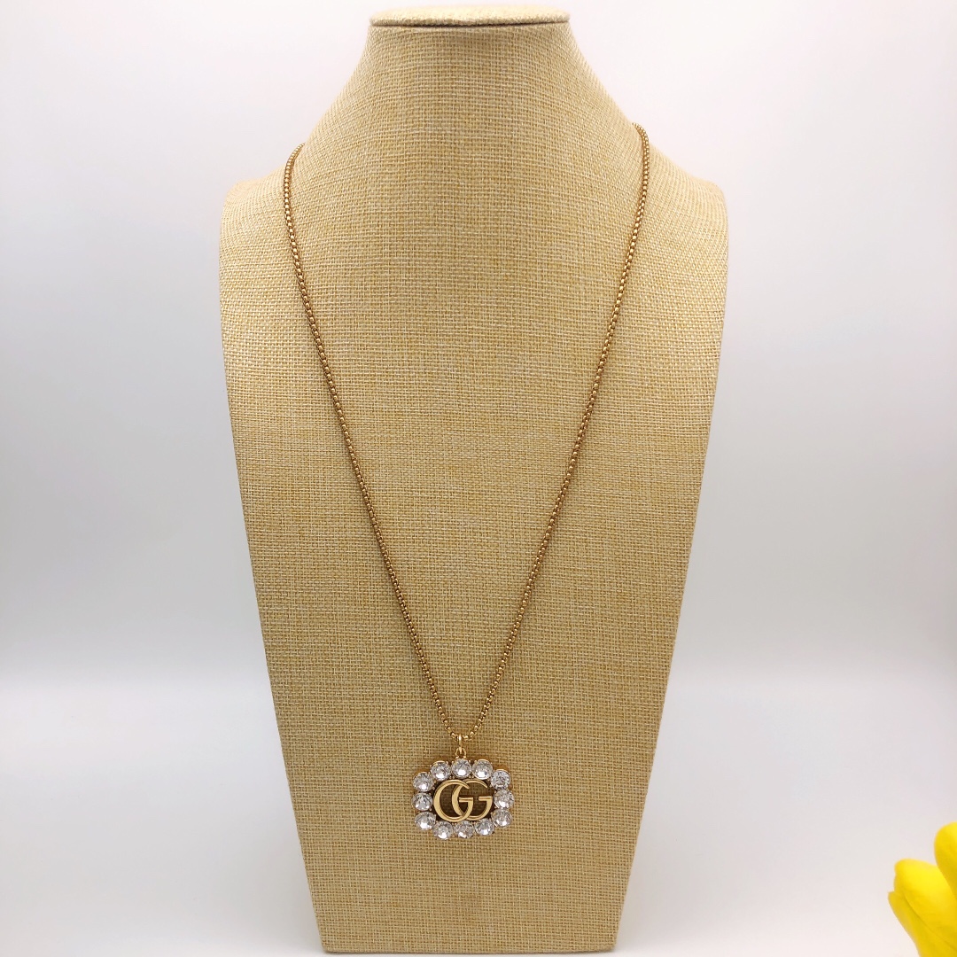Gvc*1 Square Crystal Necklace Gold For Women