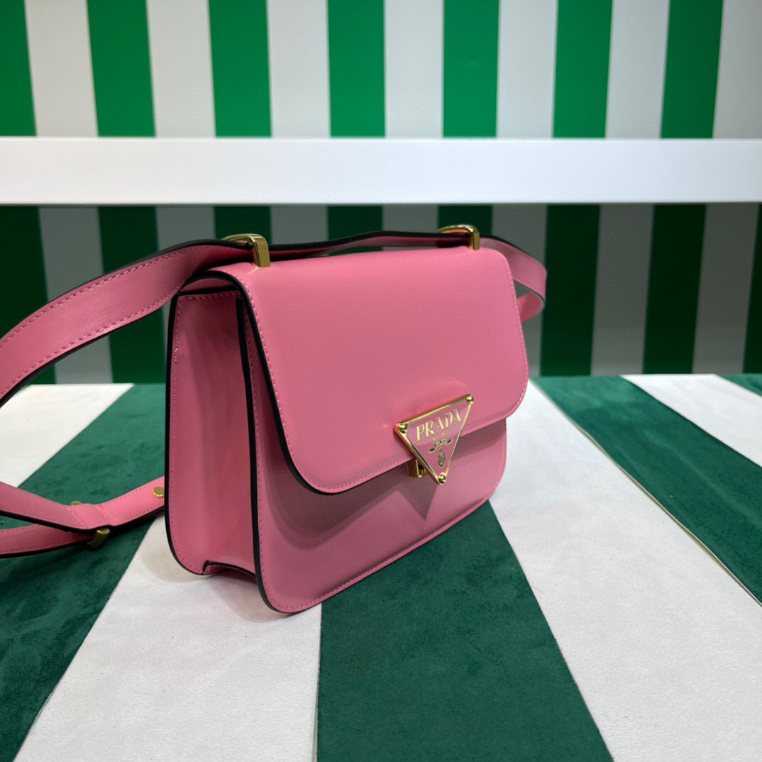 Pra*a Emblème Shoulder Bag In Pink For Women 7.8in/20cm 1BD340_2A3A_F0ZCL_V_UTO