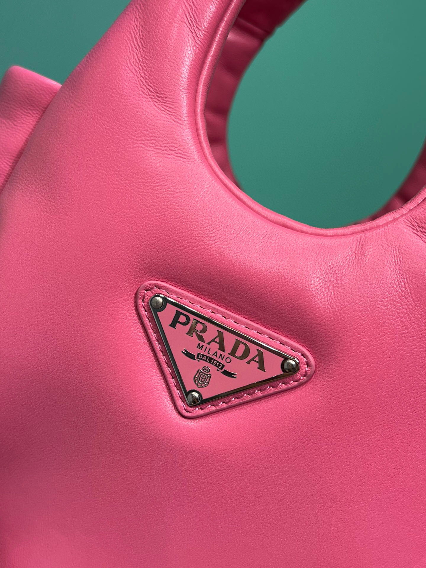 Pra*a Small Padded Pra*a Soft Nappa Bag In Pink For Women 7.1 in/ 18 cm