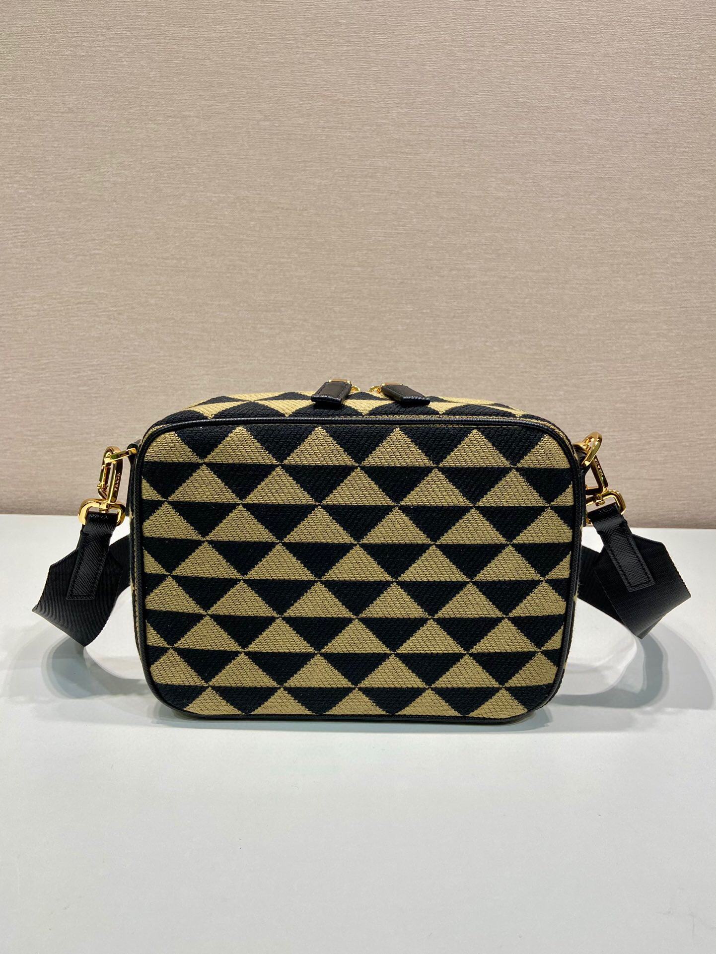 Pra*a Symbole Embroidered Fabric Bag In Beige For Women 8.6 in/ 22 cm 2VH069_2FKL_F0Y30_V_MOF