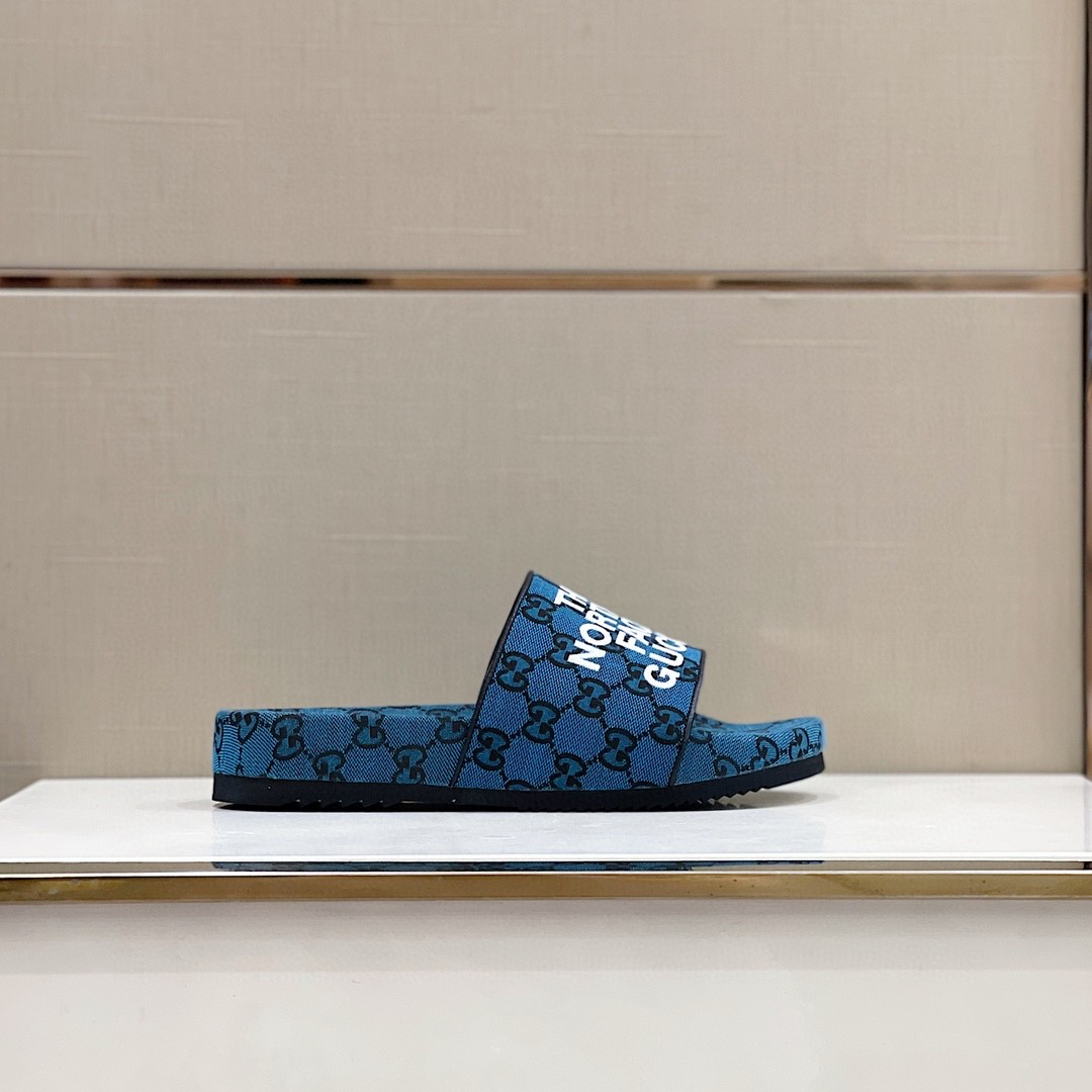 Gvc*1 GG Canvas Slide Sandal Blue For Men