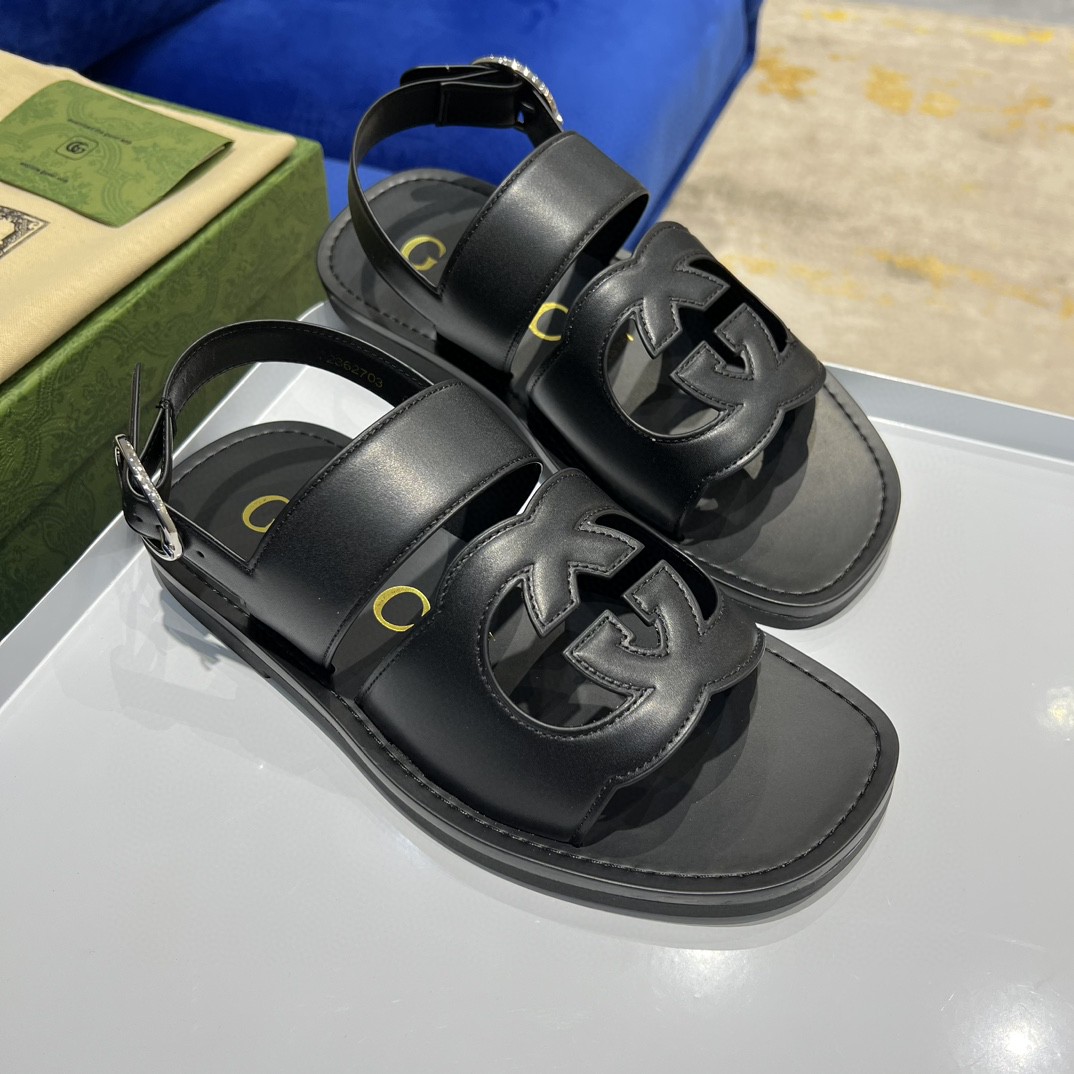 Gvc*1 Interlocking-G Sandal Black For Men 723627 US000 1000
