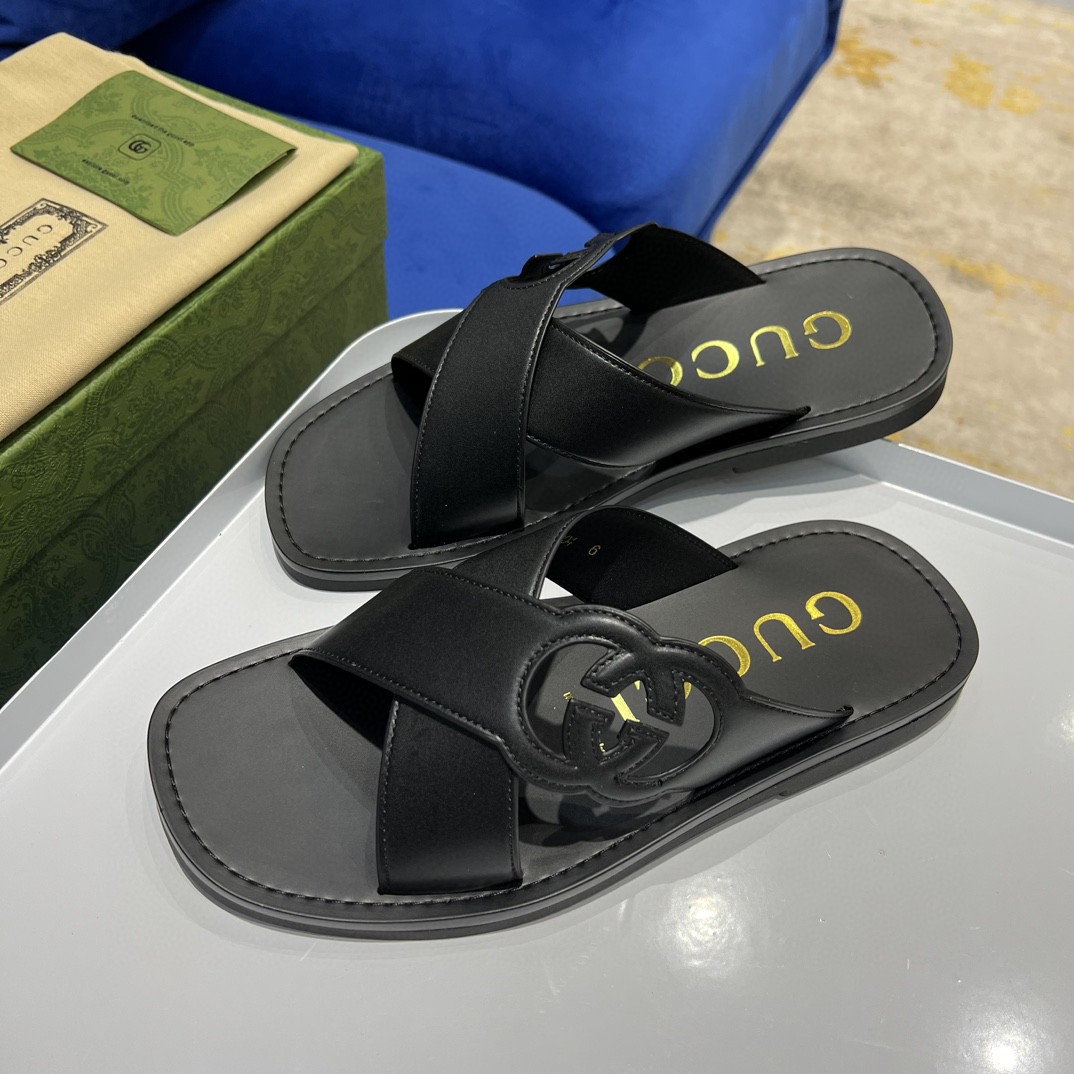 Gvc*1 Interlocking-G Slide Sandal Black For Men 738471 US000 1000