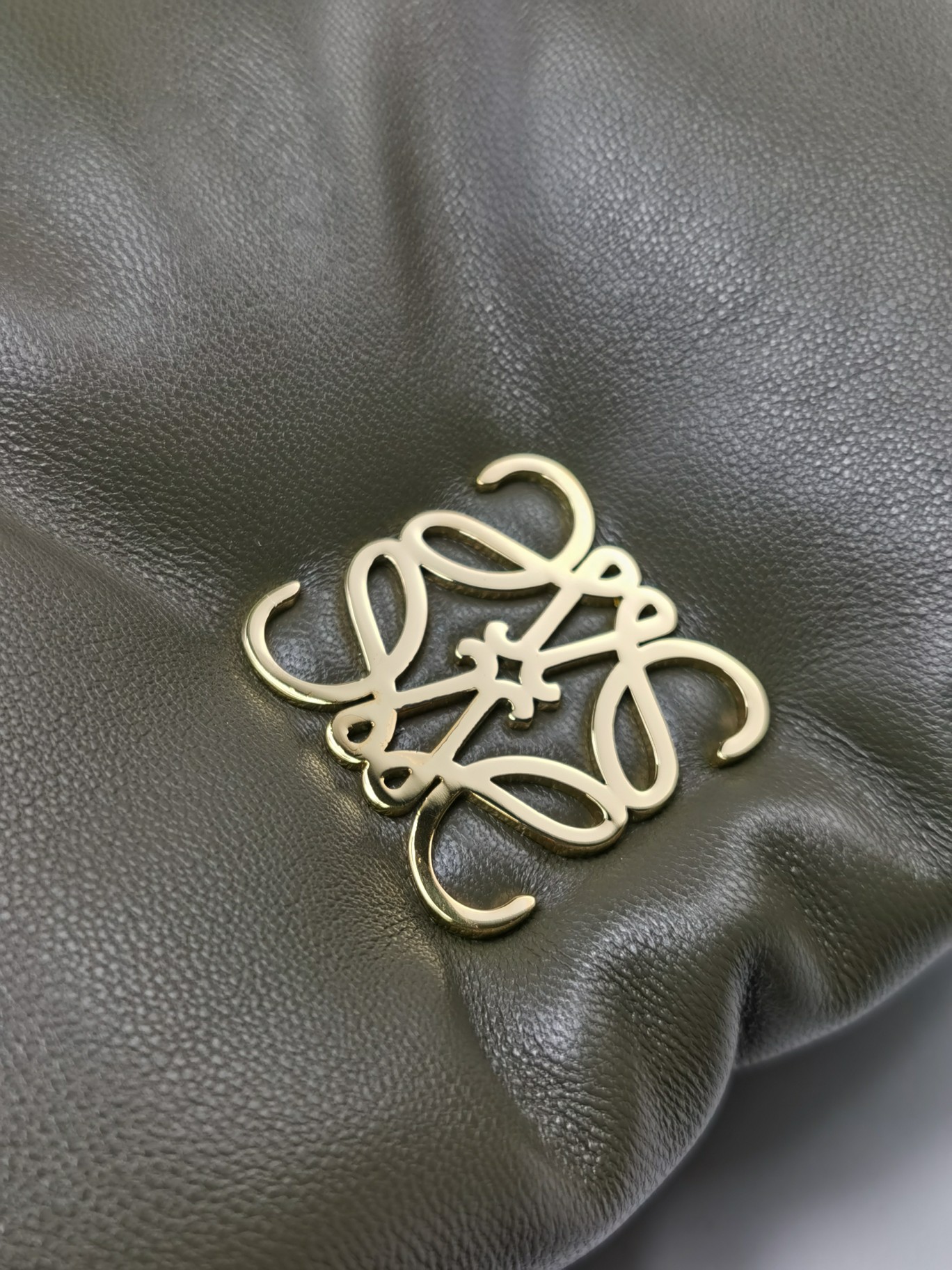 L0ew* Mini Puffer Goya Bag Black/Beige/Green Khaki For Women 7.9in / 20cm A896W56X01