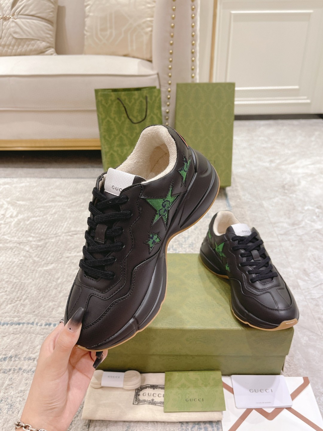 Gvc*1 Rhyton Sneaker With Stars Black For Men 665604 2SHD0 1060