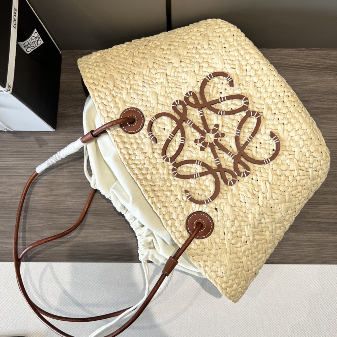 L0ew* Small Anagram Basket Bag Beige/Brown For Women 15in / 38cm A223P65X01