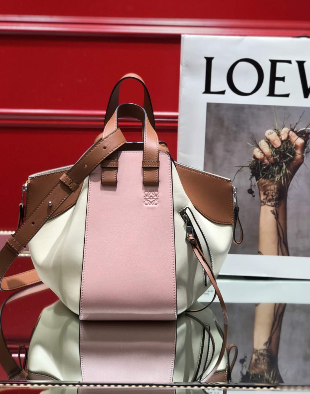 L0ew* Small Hammock Bag Blue/Pink/Beige/White/Brown/Burgundy/Grey For Women 11.8in / 30cm