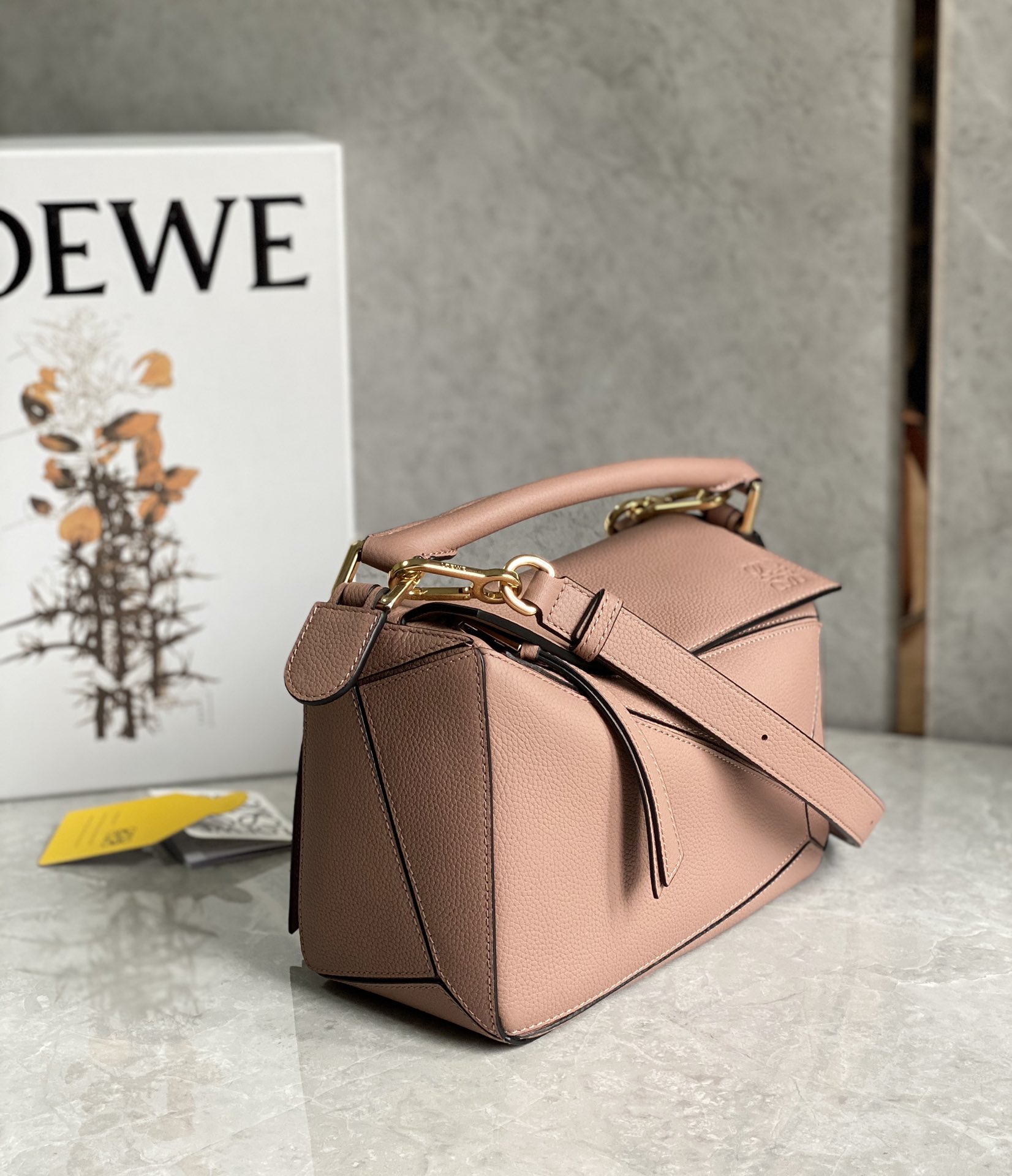 L0ew* Small Puzzle Bag Pink/Grey/Brown/Blue For Women 9.4in / 24cm