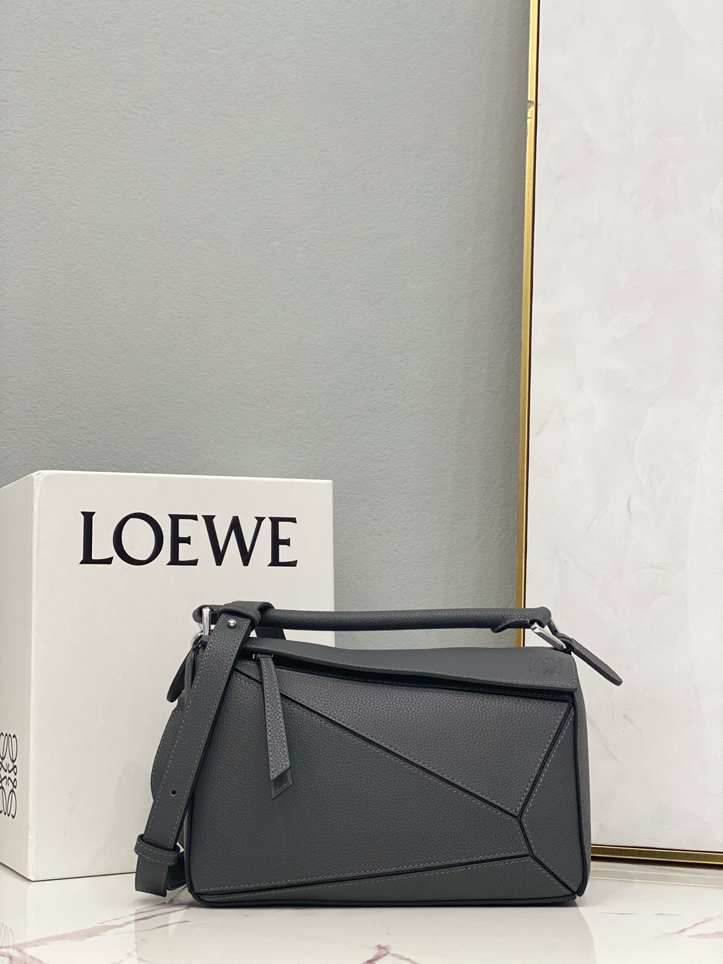 L0ew* Small Puzzle Bag Pink/Grey/Brown/Blue For Women 9.4in / 24cm
