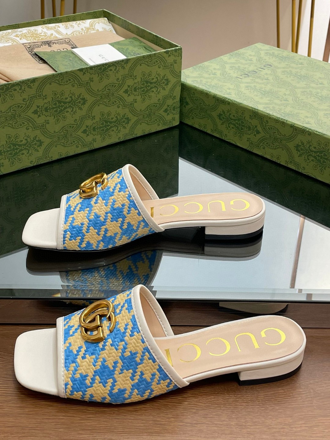 Gvc*1 Slide Sandal With Double G Blue For Women