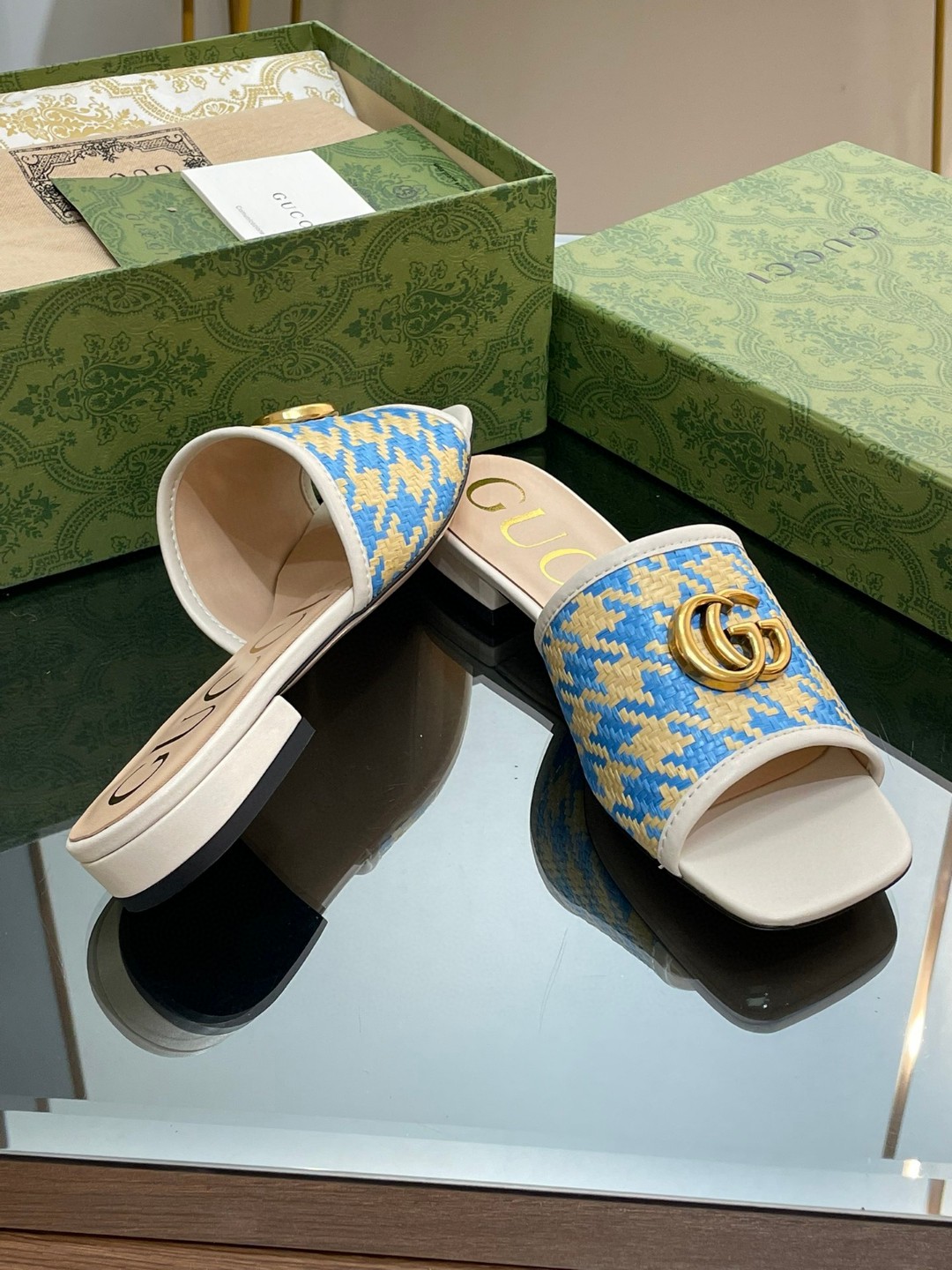 Gvc*1 Slide Sandal With Double G Blue For Women