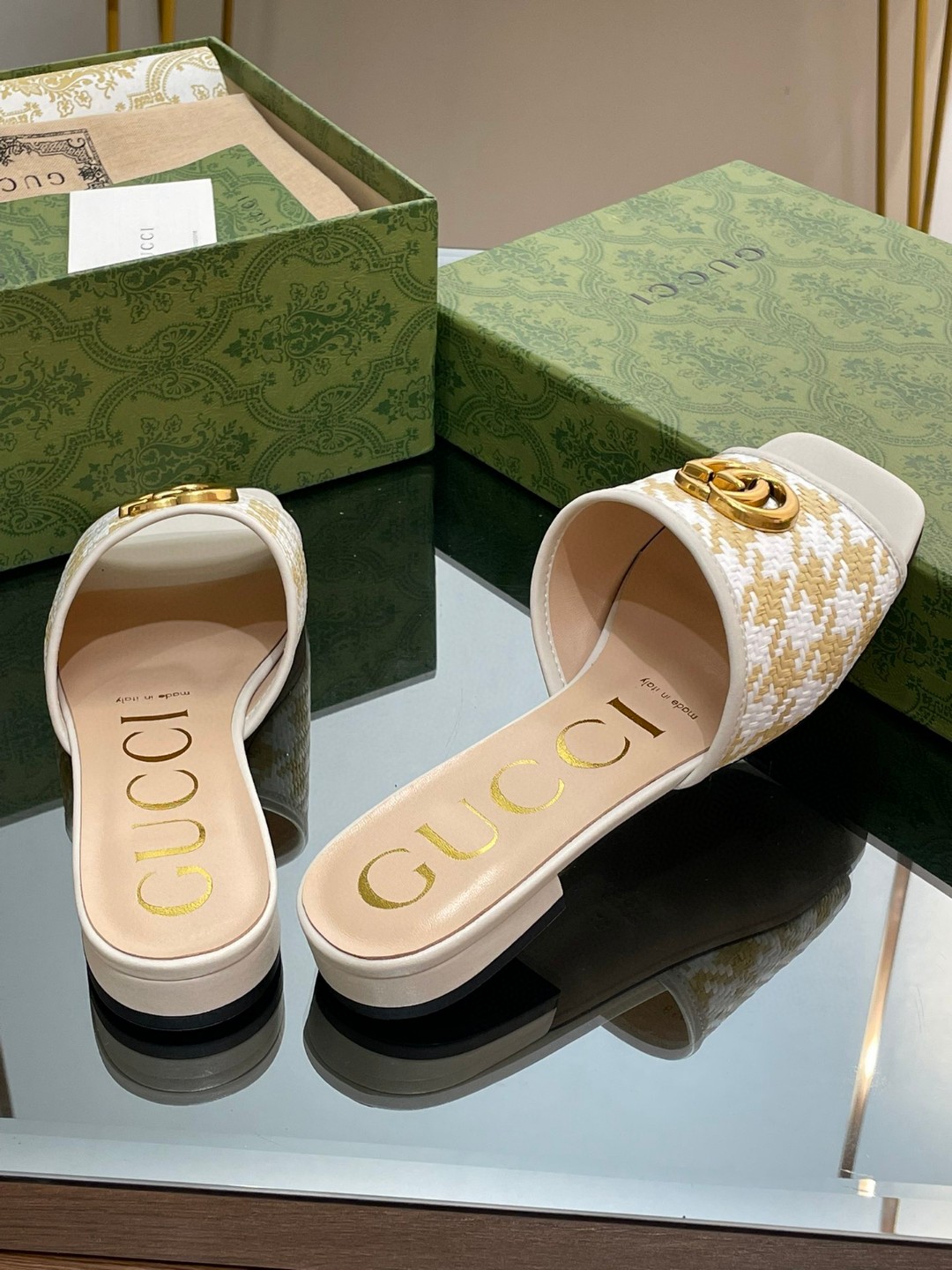 Gvc*1 Slide Sandal With Double G Beige For Women