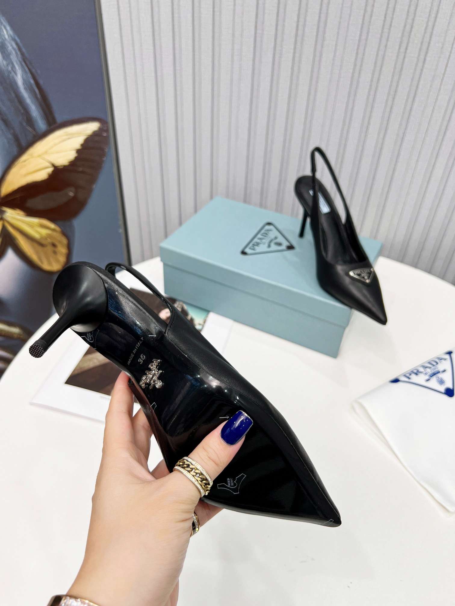 Pra*a Brushed Sling Pumps Black For Women