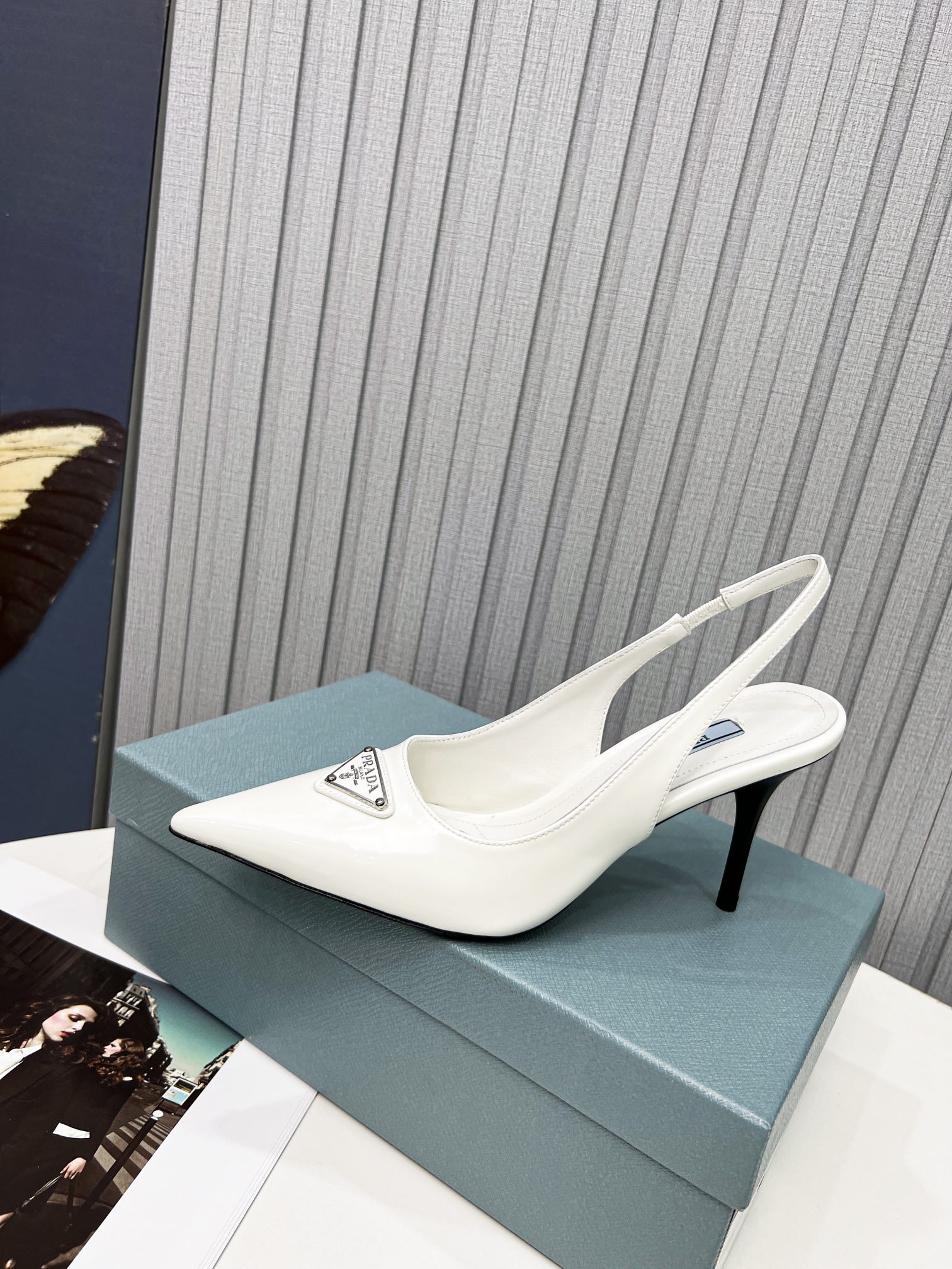 Pra*a Brushed Sling Pumps White For Women