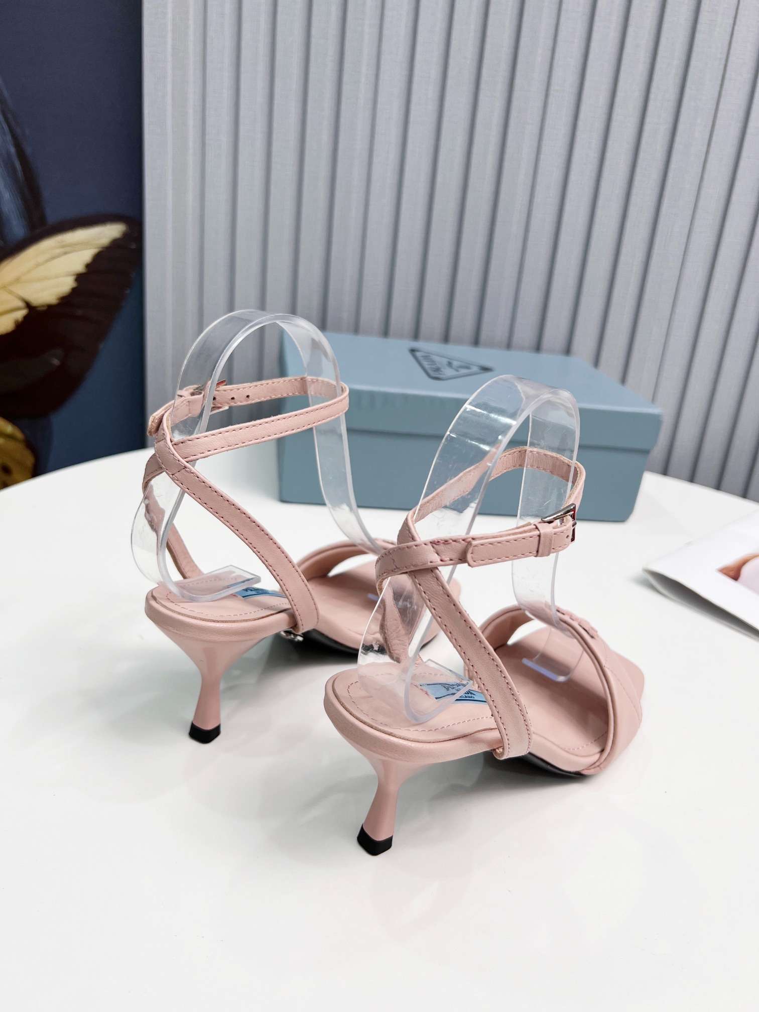 Pra*a Buckle Square Nose Pumps Light Pink For Women