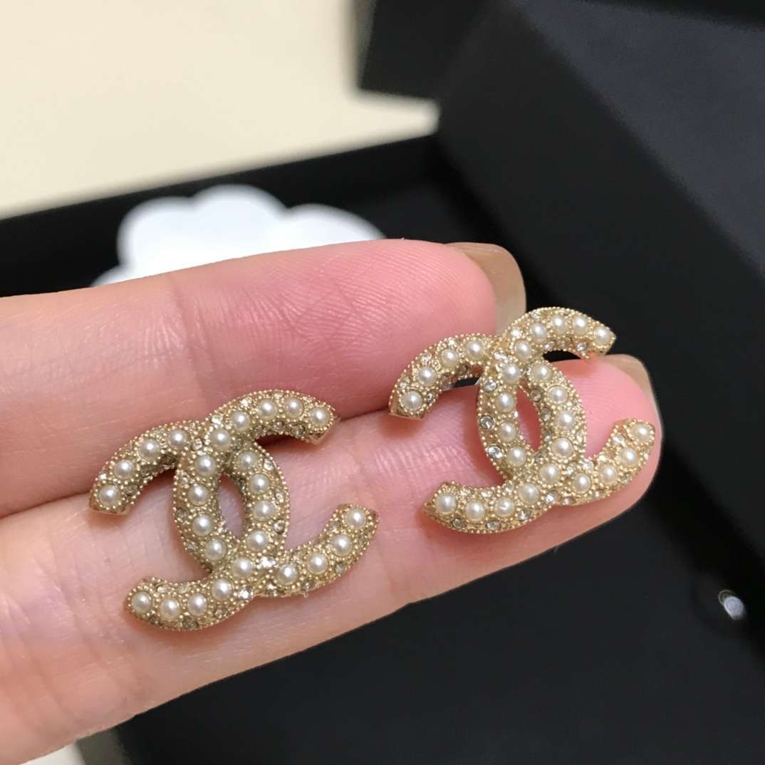 Ch**el Pearl Earrings Gold For Women