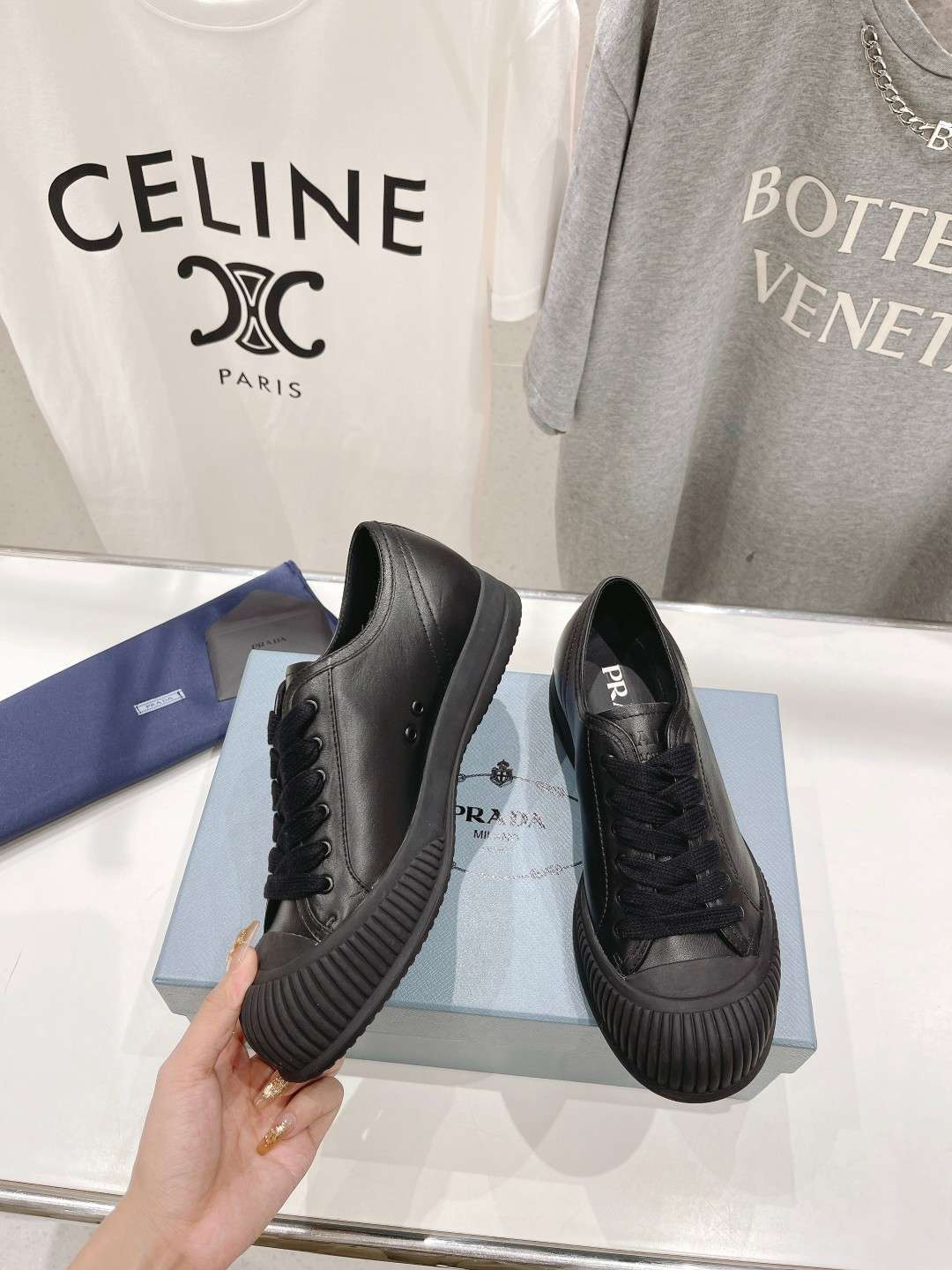 Pra*a Chunky Sole Sneakers Black For Women