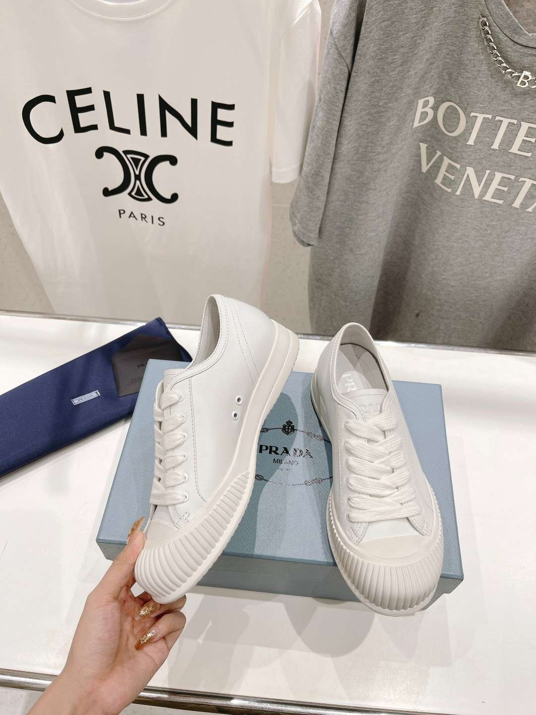 Pra*a Chunky Sole Sneakers White For Women