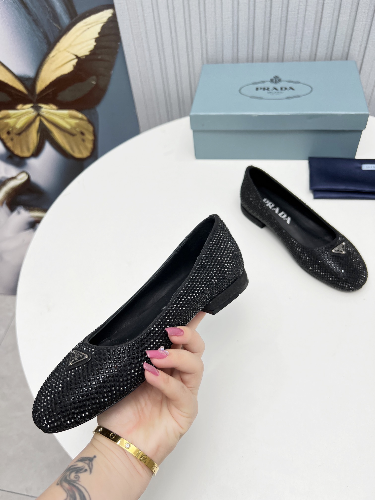 Pra*a Patent Ballerinas Black For Women