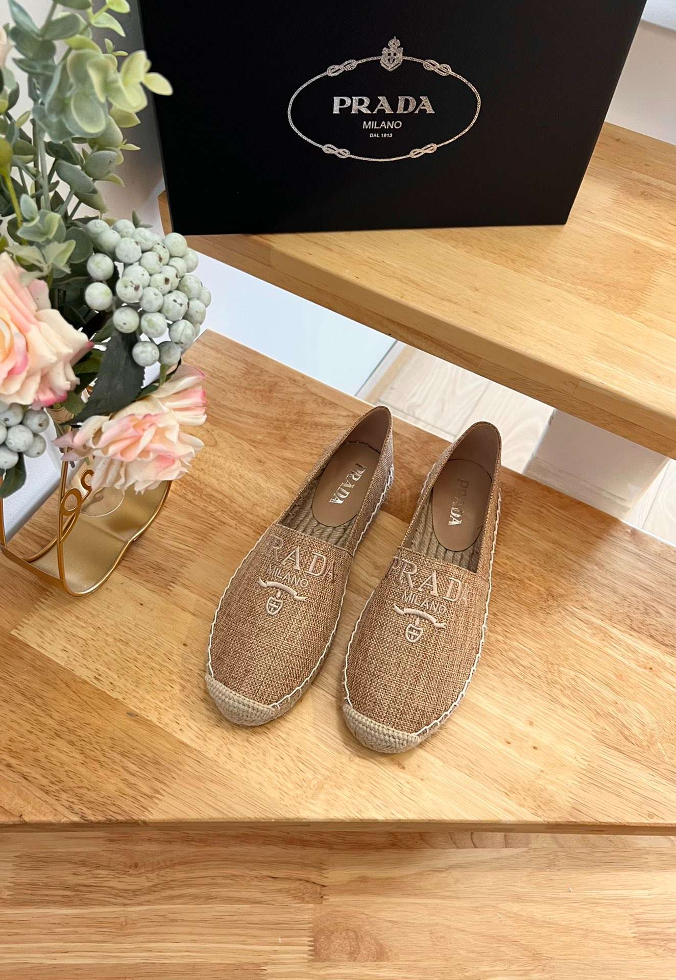 Pra*a Linen Espadrilles Brown For Women