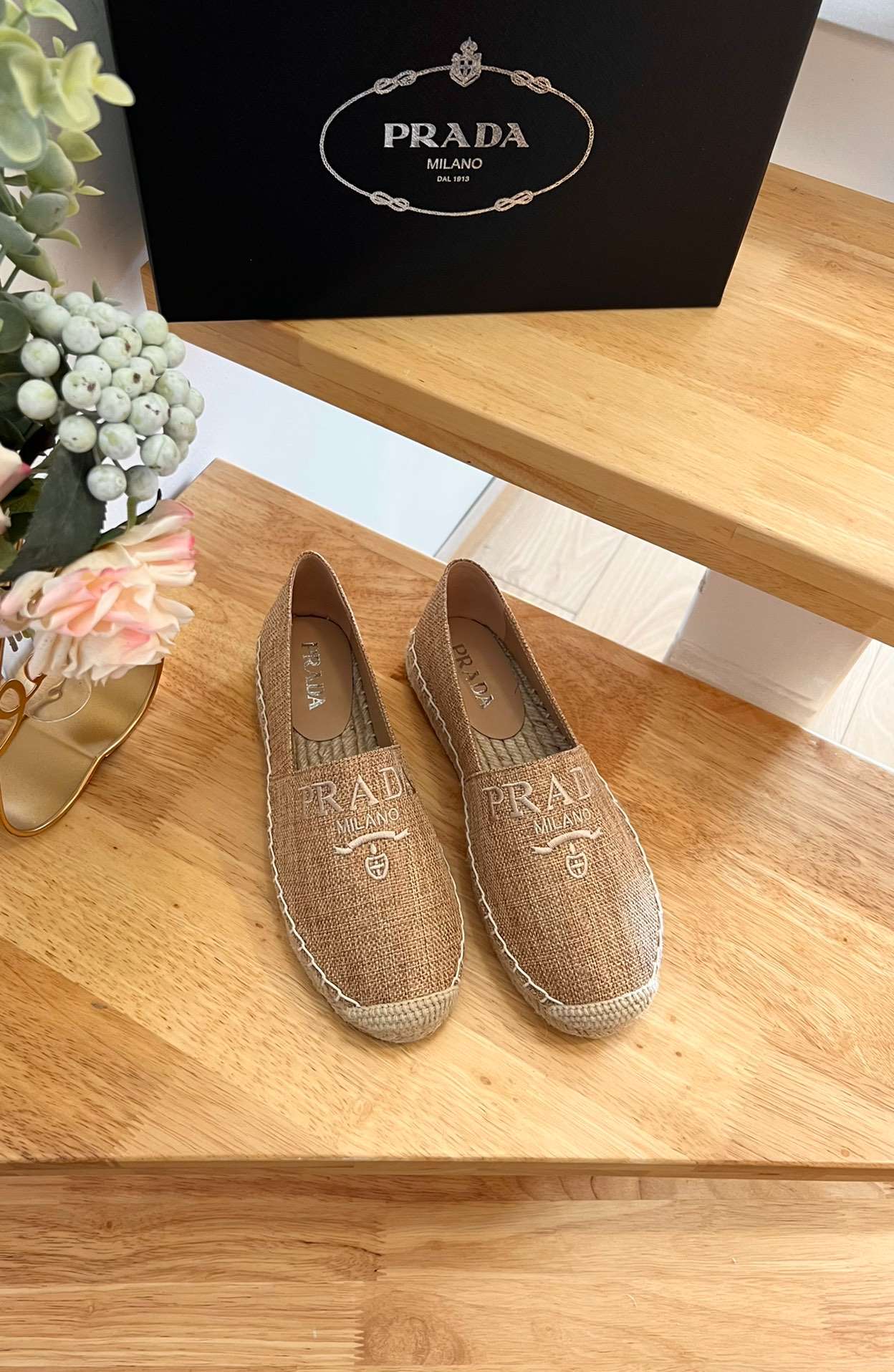 Pra*a Linen Espadrilles Brown For Women