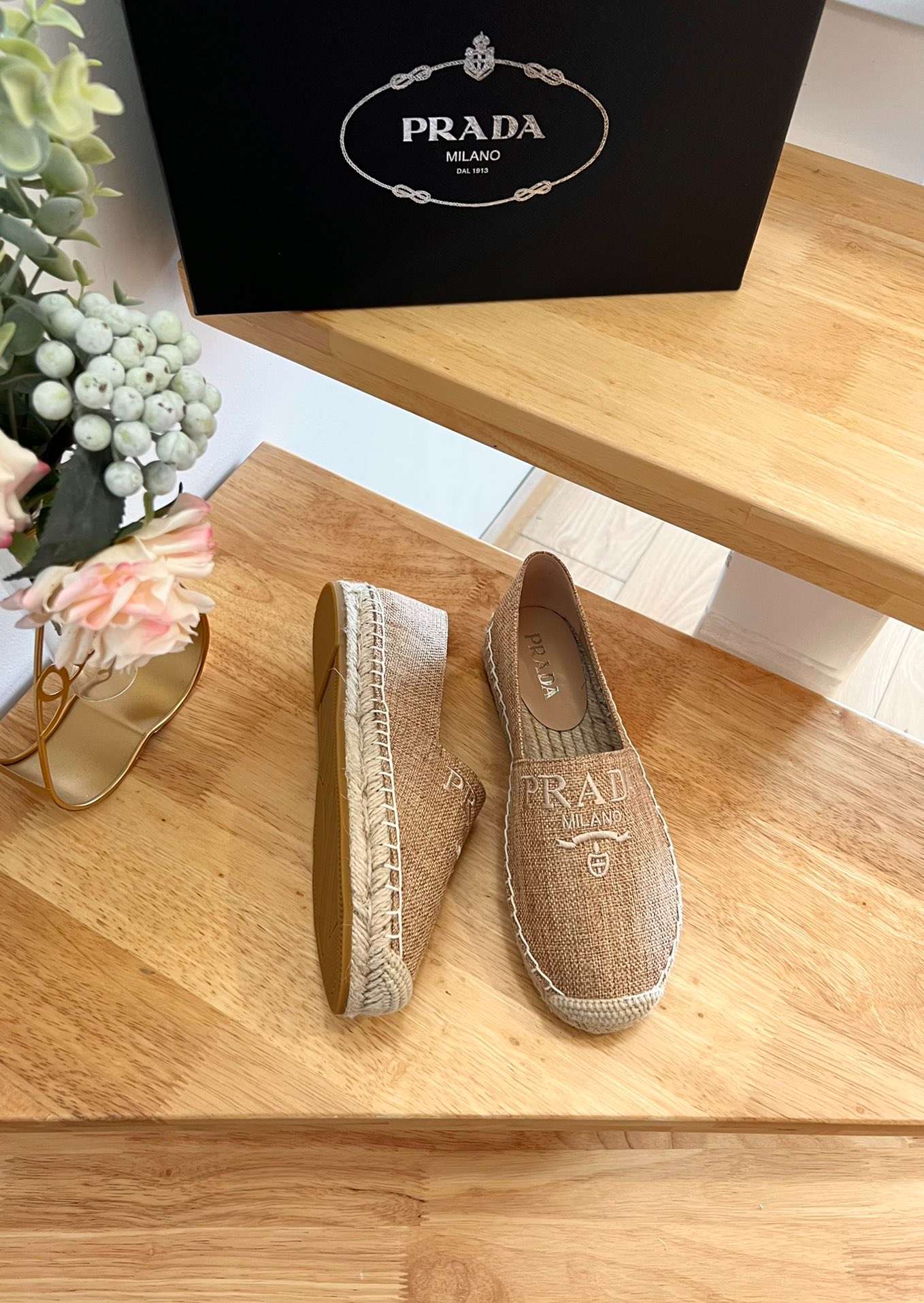 Pra*a Linen Espadrilles Brown For Women