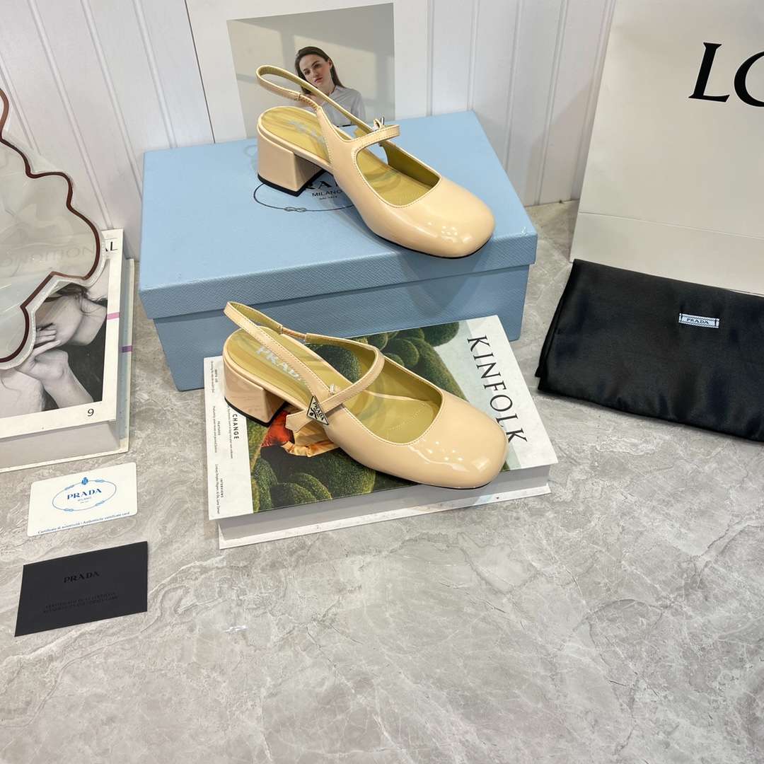 Pra*a Slingback Exull Pumps Cream For Women