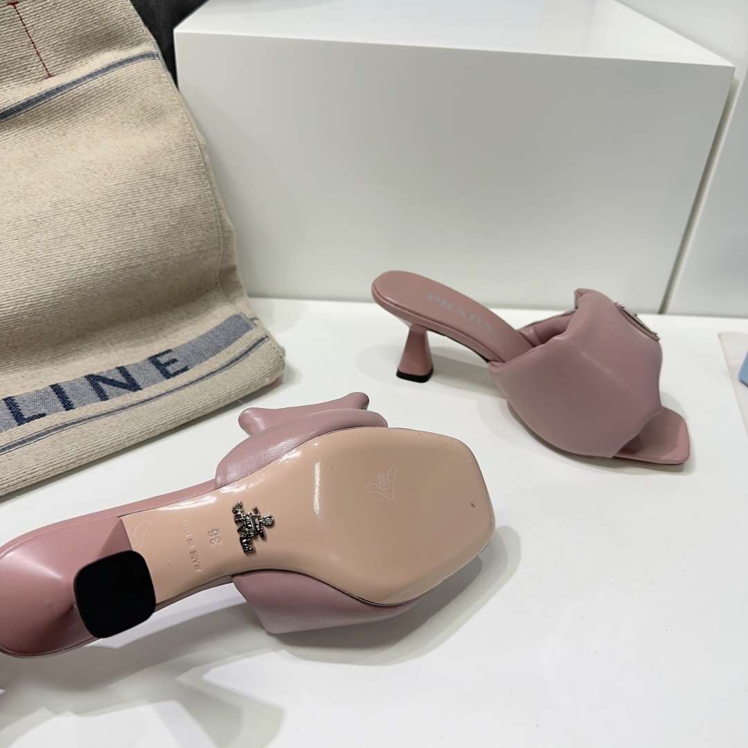 Pra*a Soft Padded Nappa Sandals Pink For Women