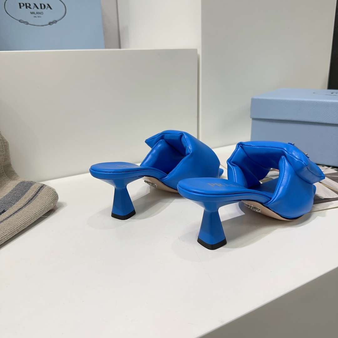 Pra*a Soft Padded Nappa Sandals Blue For Women