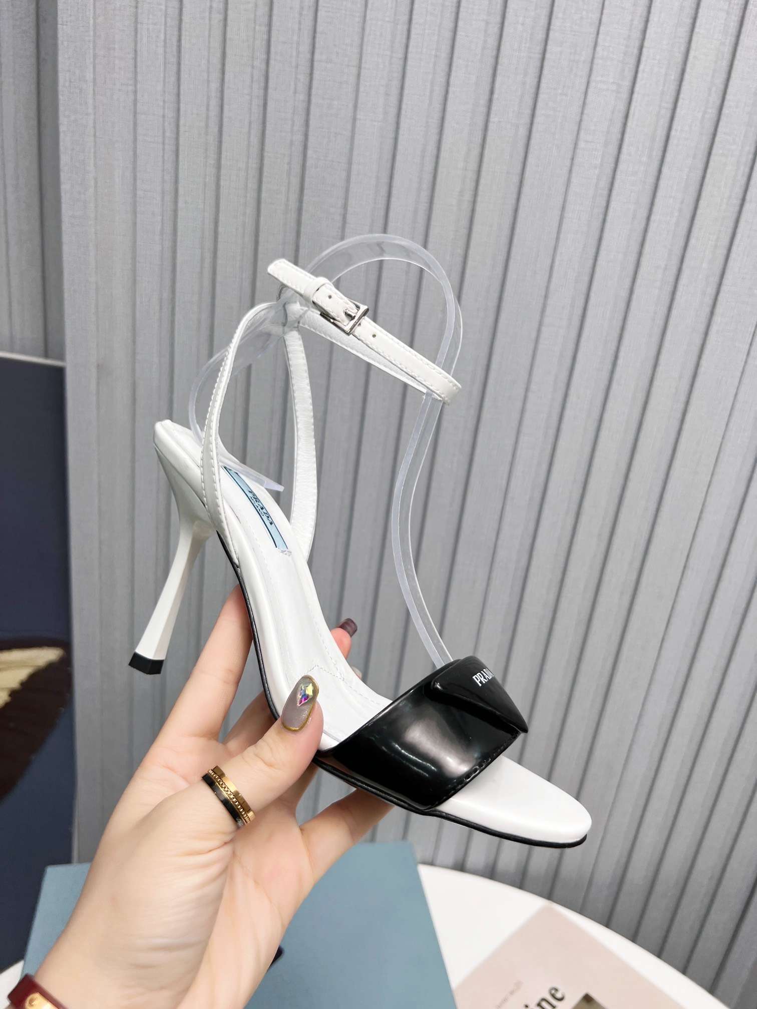 Pra*a Square Toe Pointed Pumps White For Women