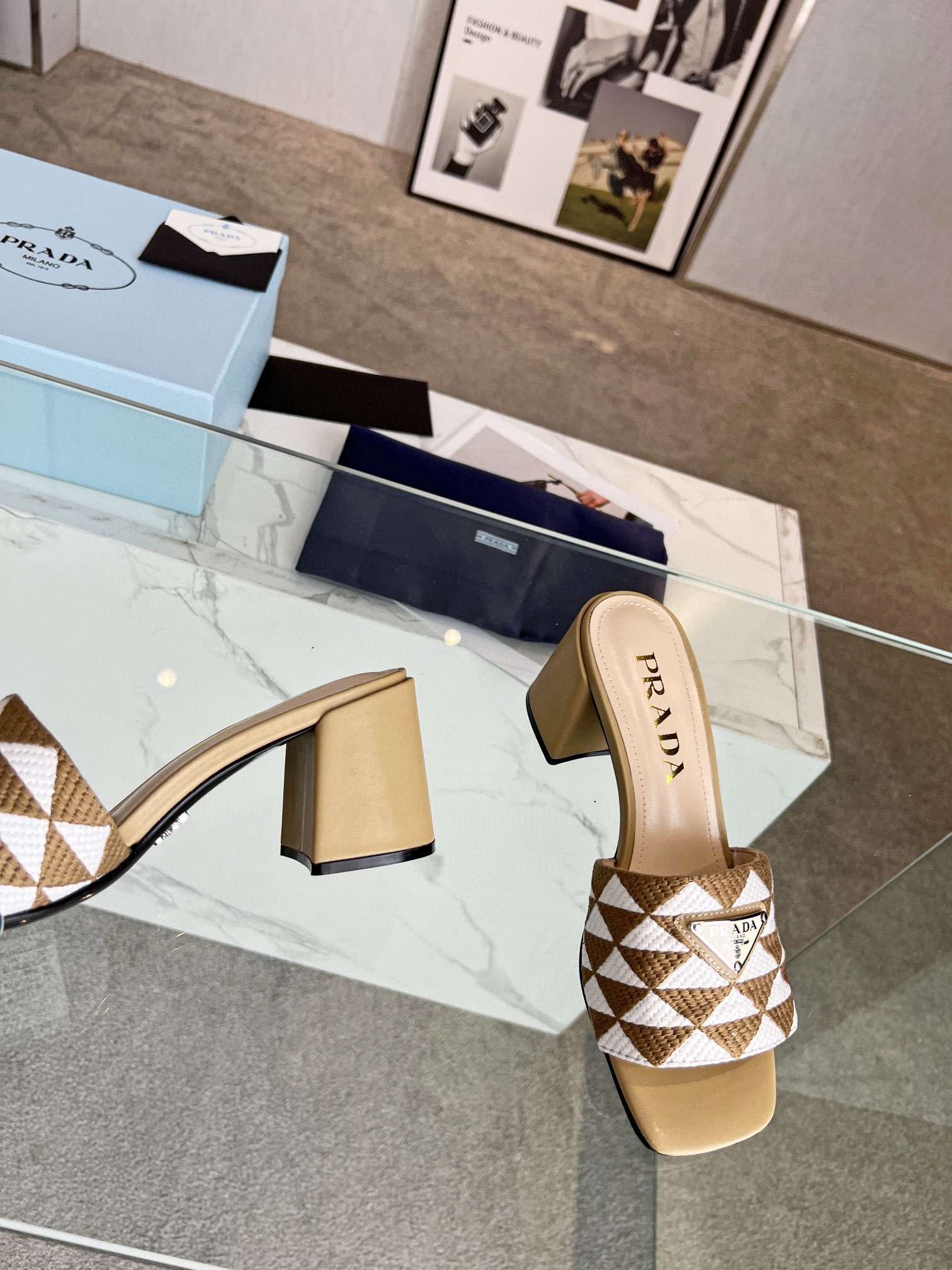 Pra*a Triangle Slip-On Sandals Brown For Women