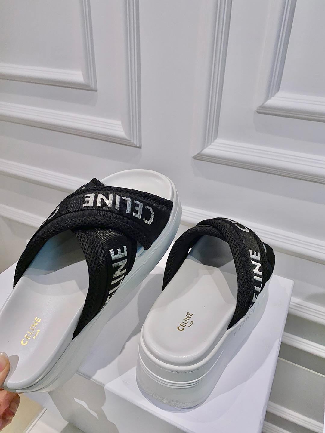 Ce1i*e Block Slide In Mesh And Textile With Ce1i*e Jacquard White For Women