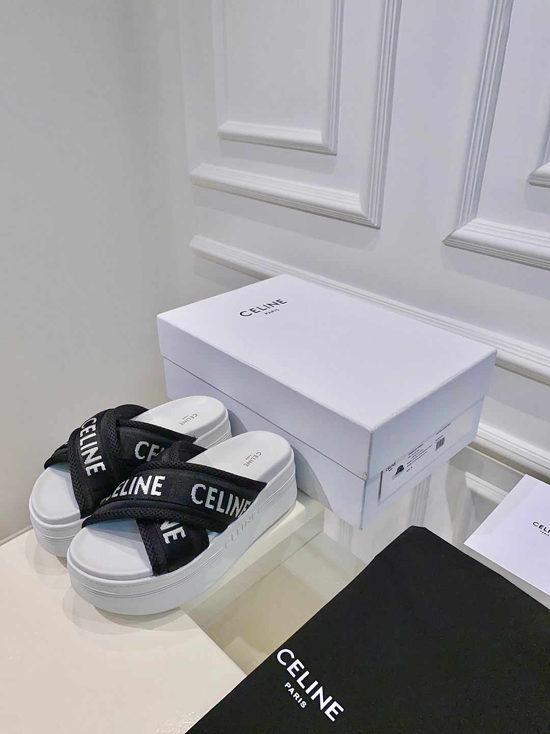 Ce1i*e Block Slide In Mesh And Textile With Ce1i*e Jacquard White For Women