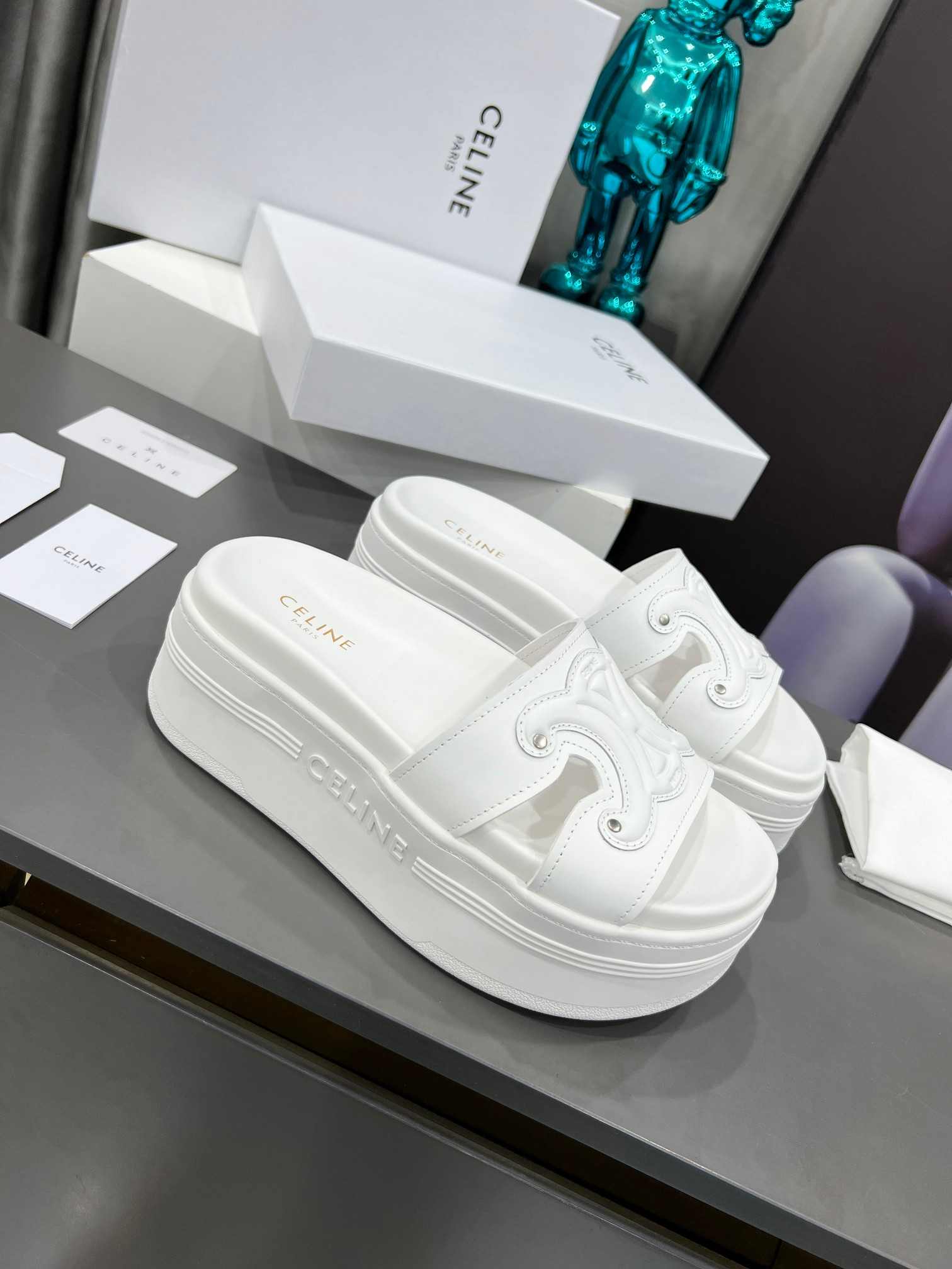 Ce1i*e Triomphe Block Slide White For Women