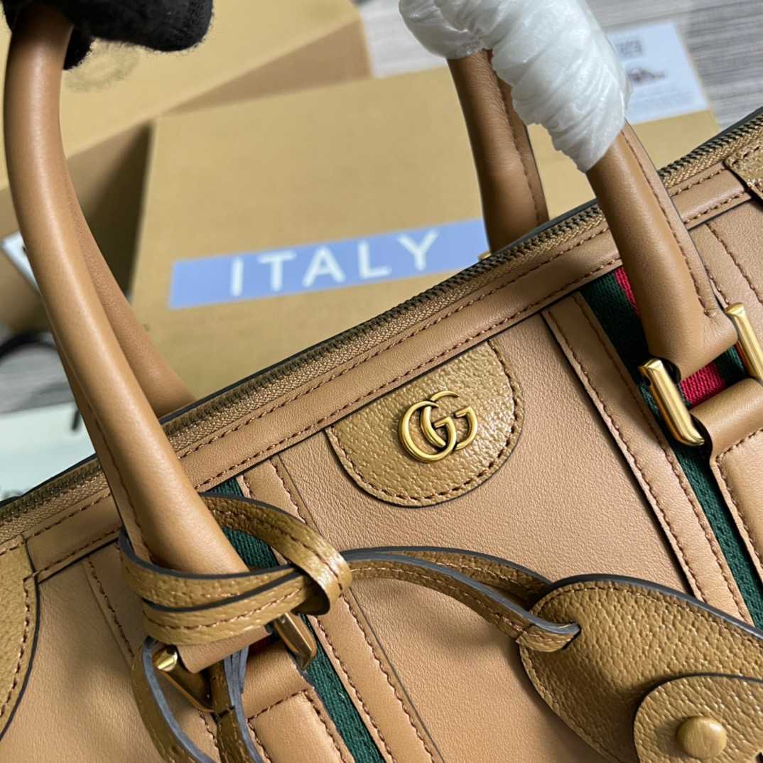 Gvc*1 Double G-Detailed Smooth Medium Handbag Brown For Men 13.3 in/ 34 cm