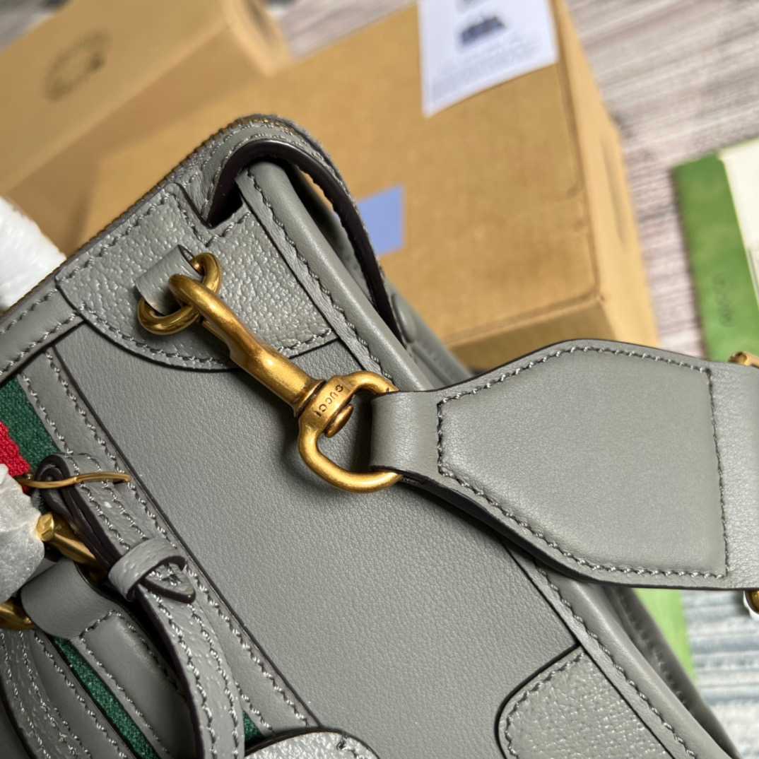 Gvc*1 Double G-Detailed Smooth Small Handbag White/Grey/Brown For Men 10.6 in/ 27 cm