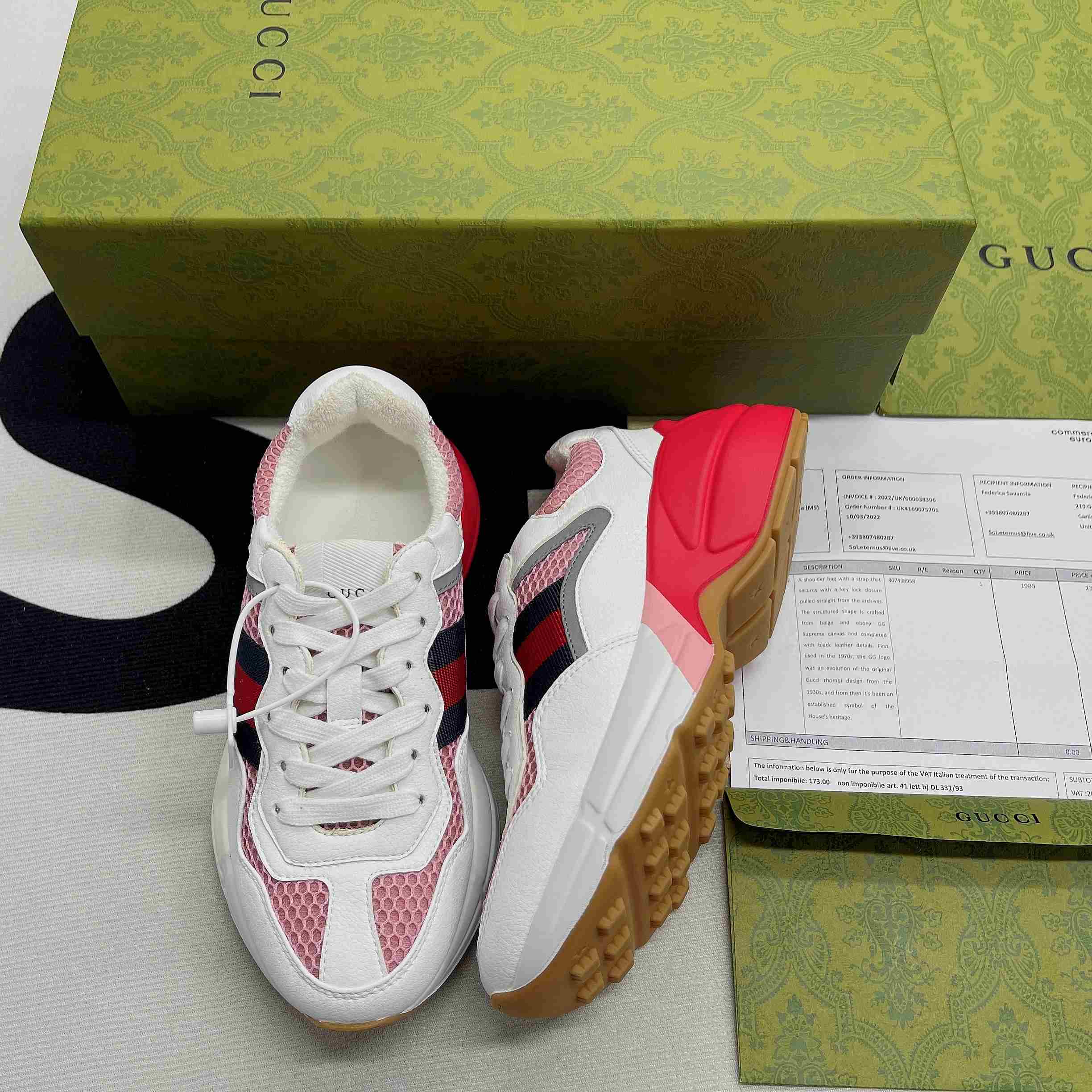 Gvc*1 GG Rhyton Sneaker Pink And Red For Men