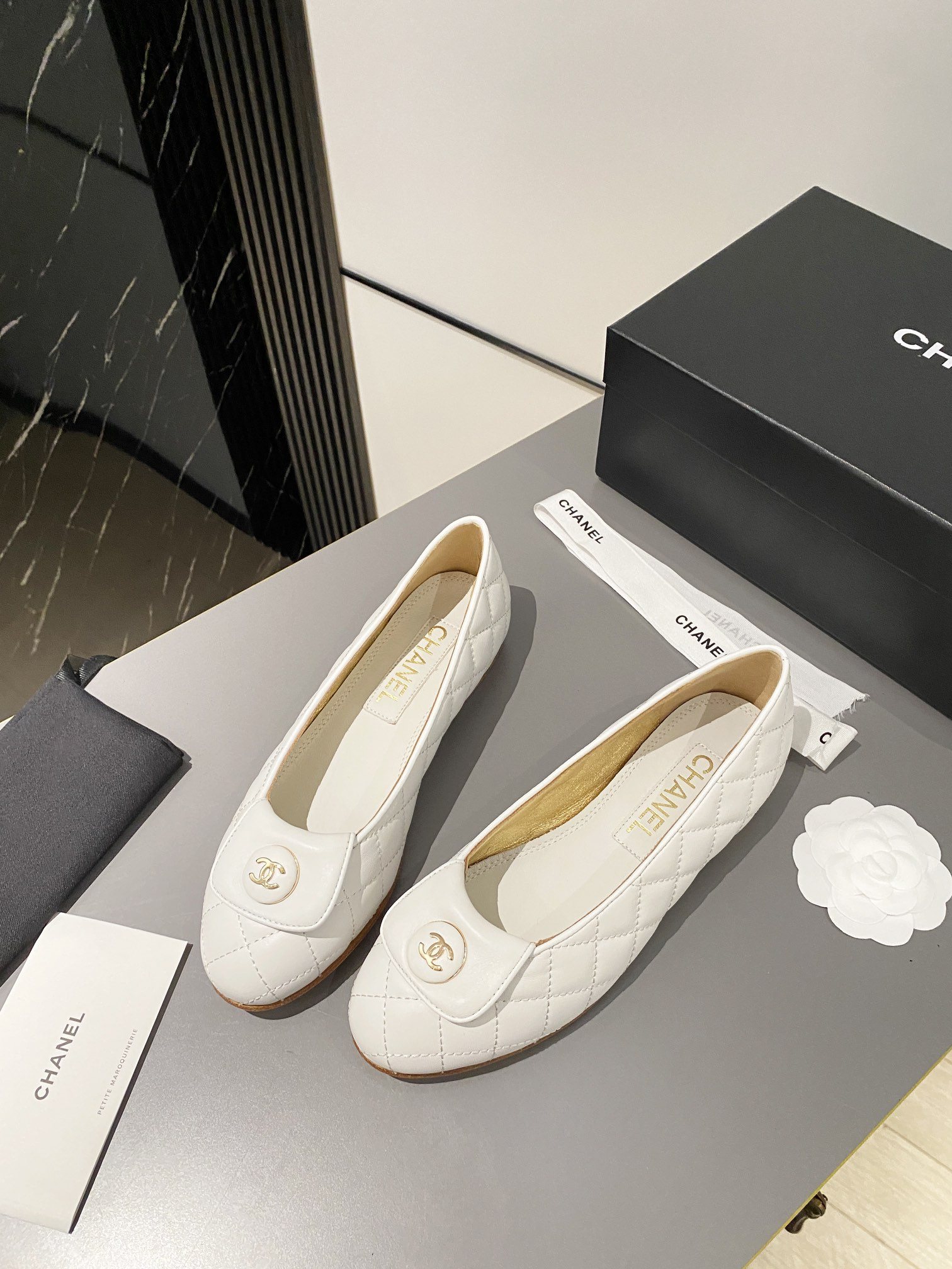 Ch**el Ballet Flats White For Women