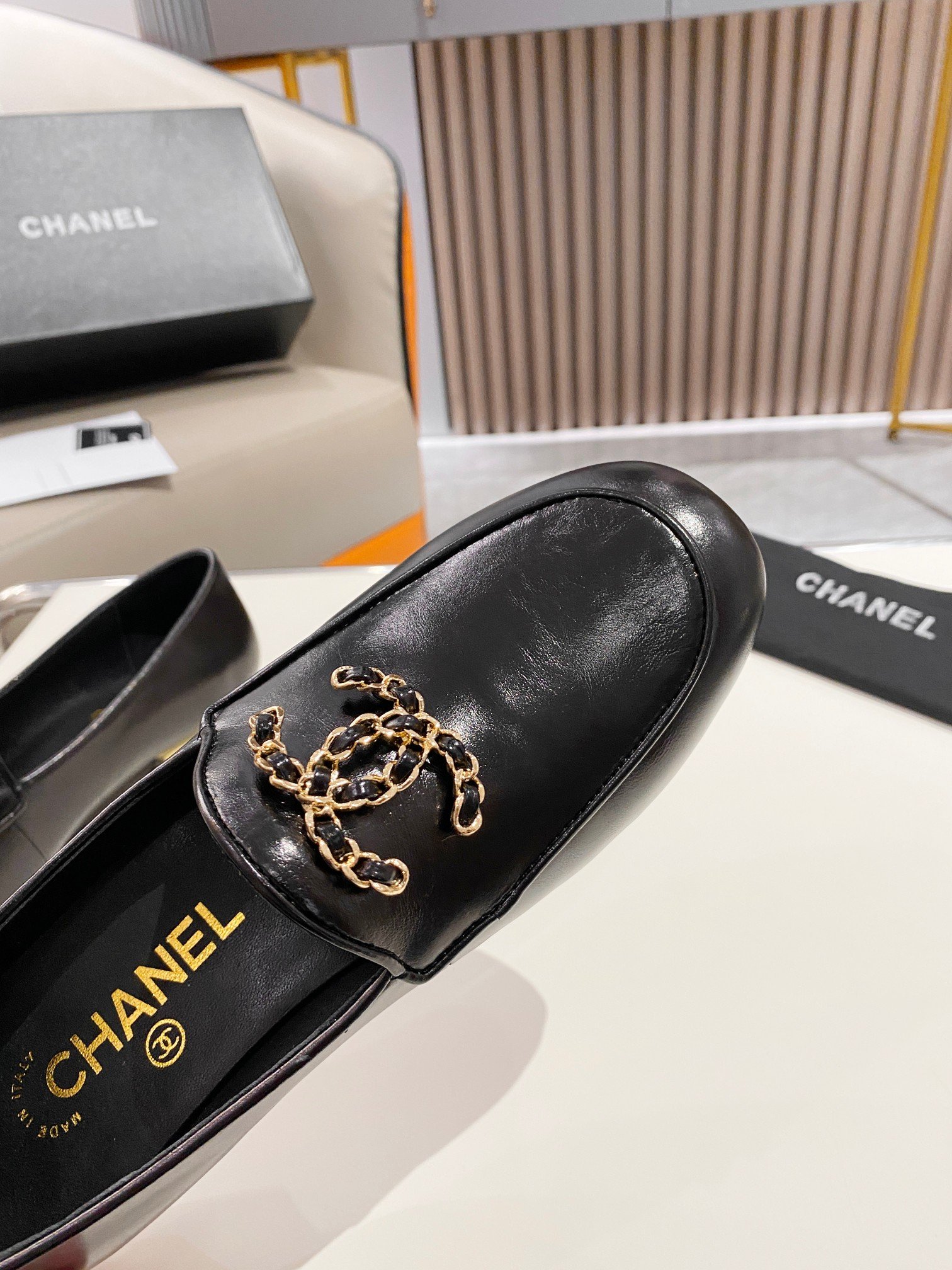 Ch**el Colorful Double C Logo Loafers Black For Women