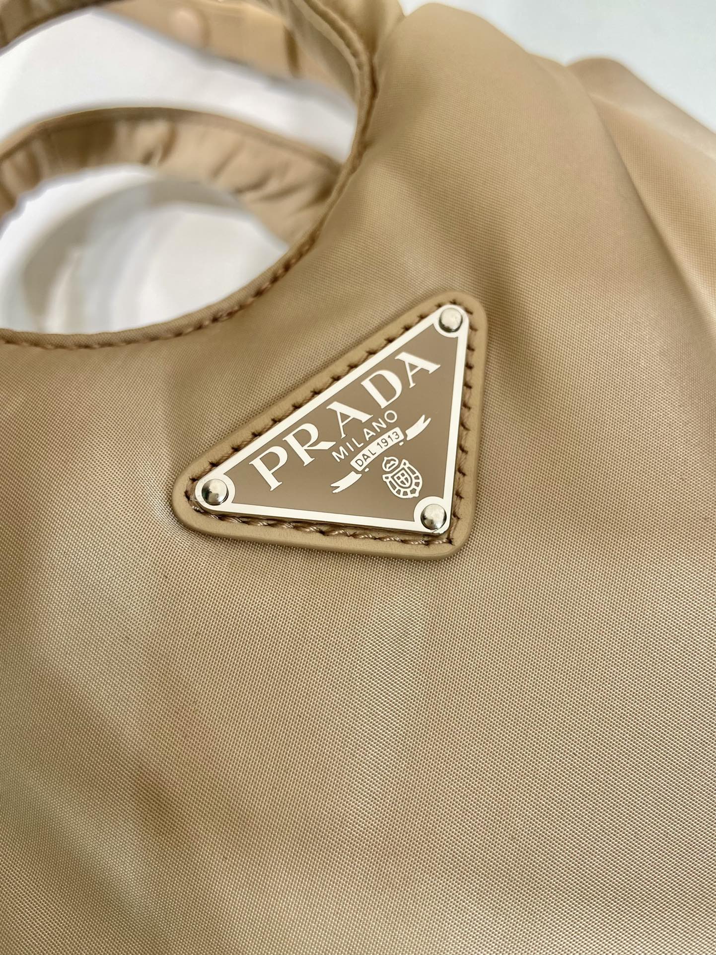 Pra*a Soft Padded Re-Nylon Mini-Bag White/Pink/Beige For Women 7.1in/18cm 1BA359_RCCJ_F0009_V_OVM