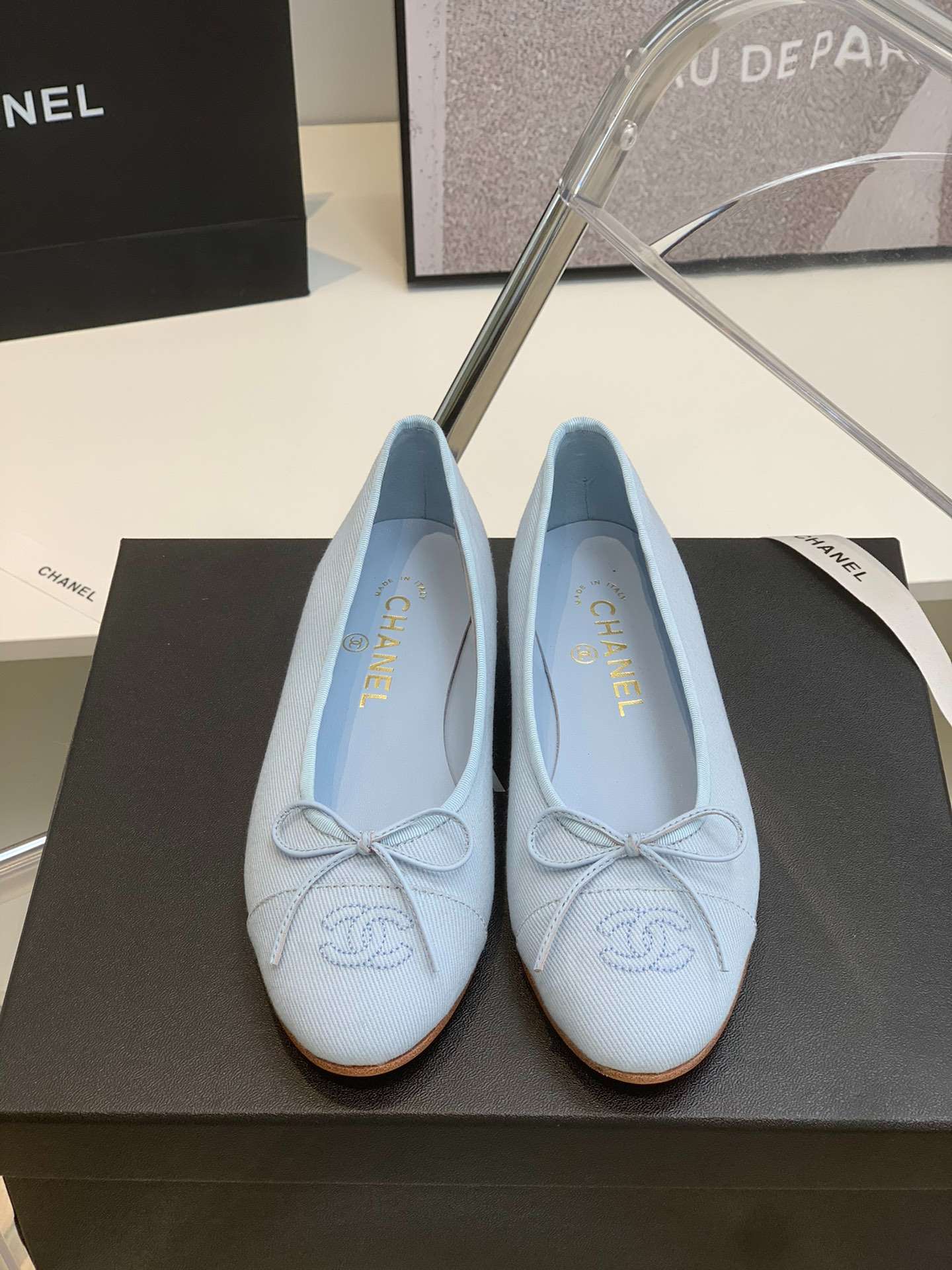 Ch**el Ballet Flats Light Blue For Women